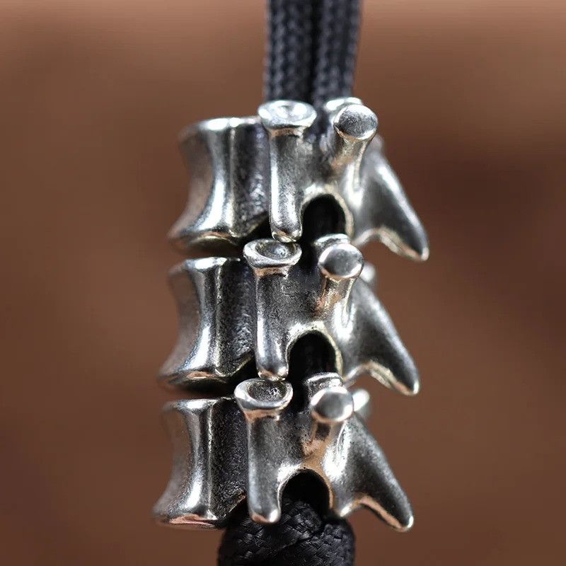 Handmade 3Pcs Spine Bone Knife Beads Paracord Bead Zipper Umbrella Size ONE SIZE - 3 Thumbnail