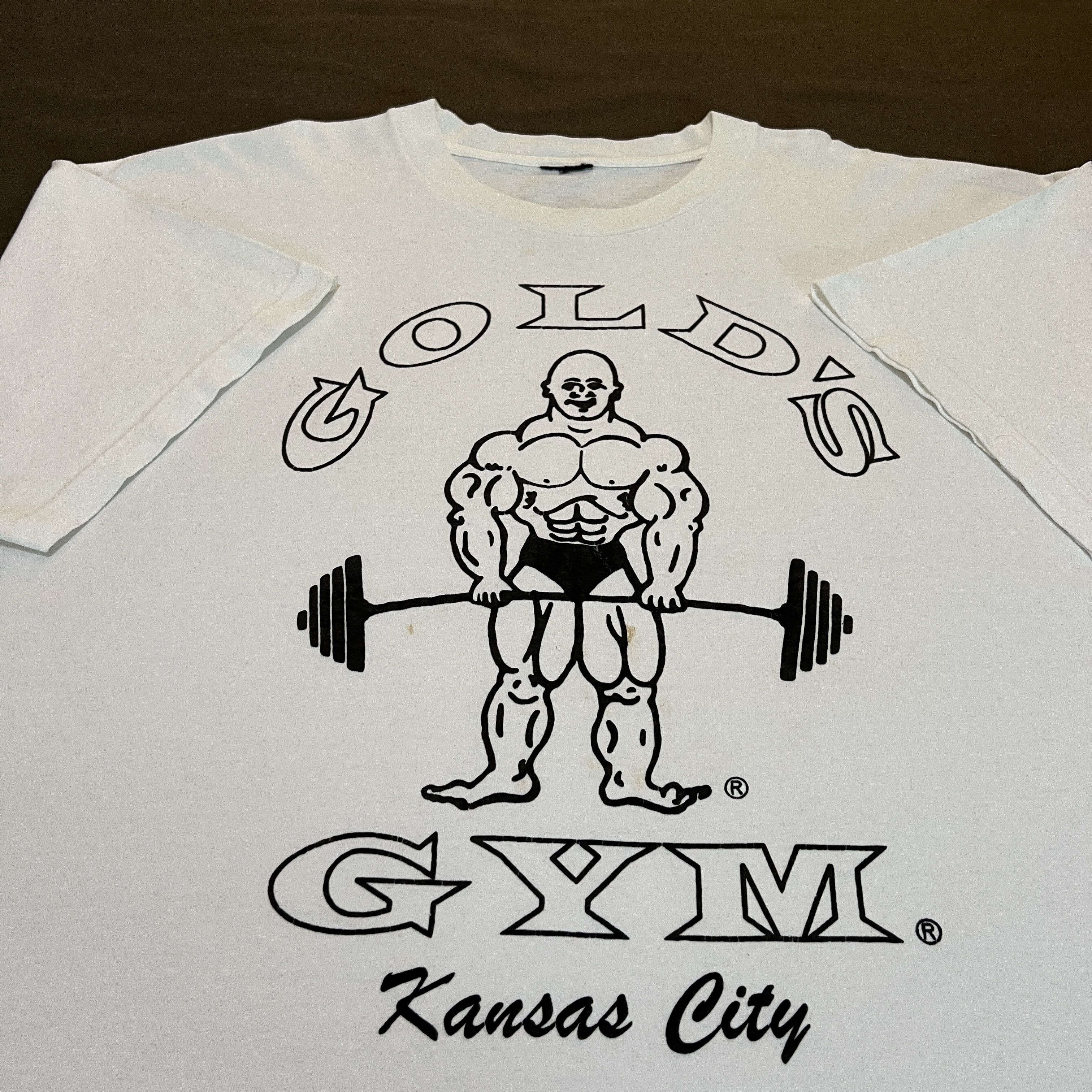 image of Gym Standard x Vintage Y2K Gold’S Gym Fitness Promo Tee Shirt 2Xl in White, Men's