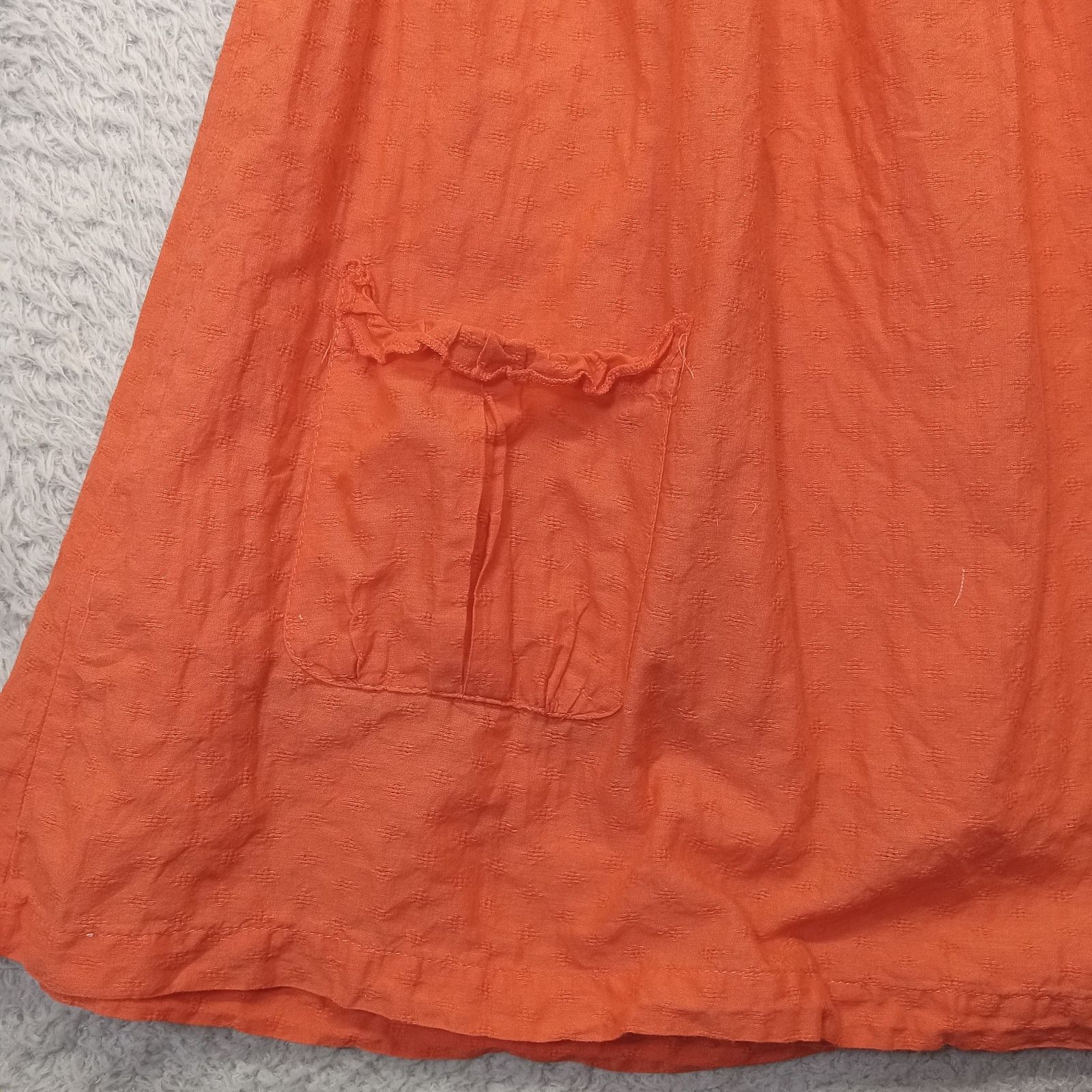 & Other Stories Atmosphere Sun Dress Women's 6 Orange Ruffle Pockets Cotton Size S / US 4 / IT 40 - 3 Thumbnail
