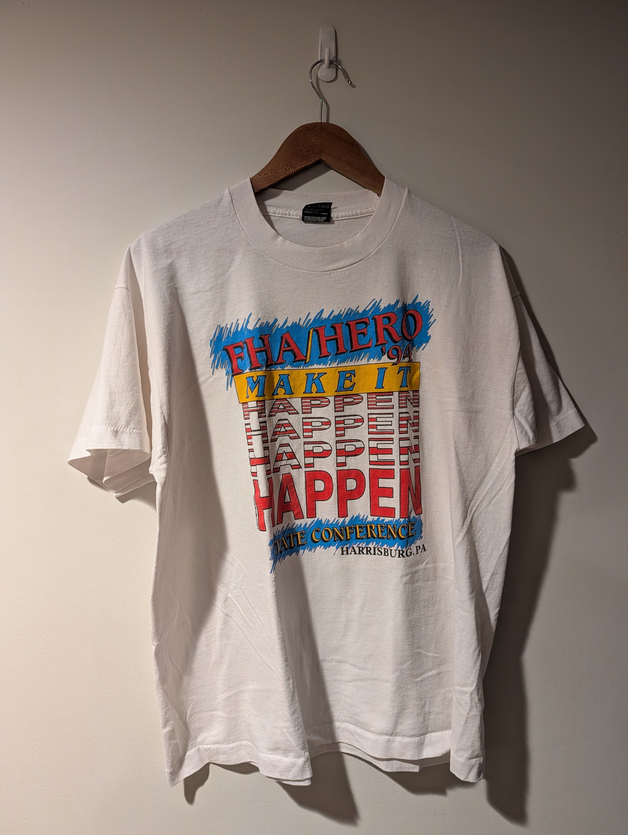 Arts & Science Vintage 1994 FHA/Hero Make it Happen Harrisburg T-Shirt Size US XL / EU 56 / 4 - 1 Thumbnail