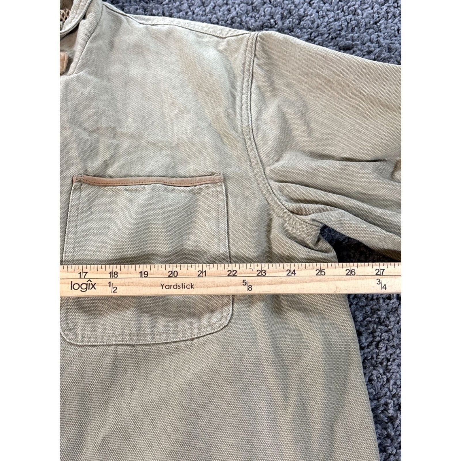 Orvis VINTAGE Orvis Zambezi Blazer Coat Leather Trim Men's XL Beige Hunting Overcoat Jacket Size 46R - 3 Thumbnail