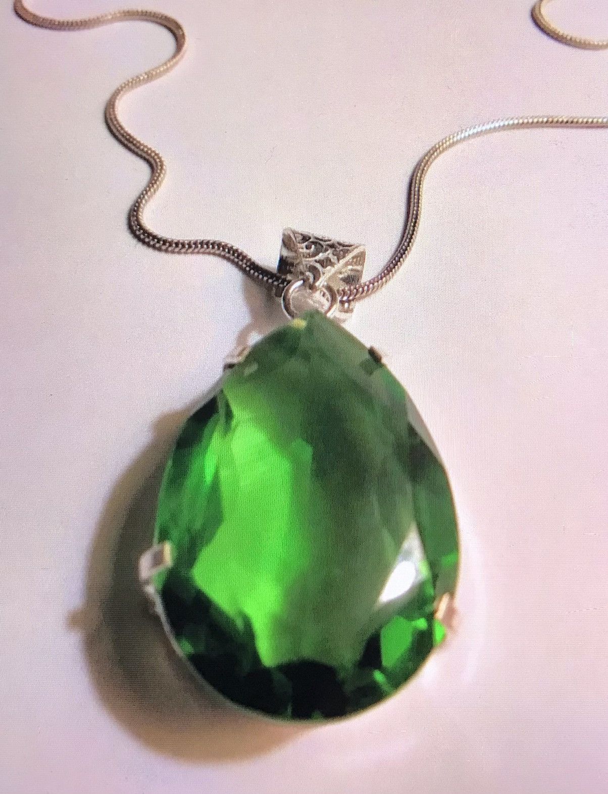 image of Stampd Peridot 925 Sterling Silver Necklace in Green, Women's