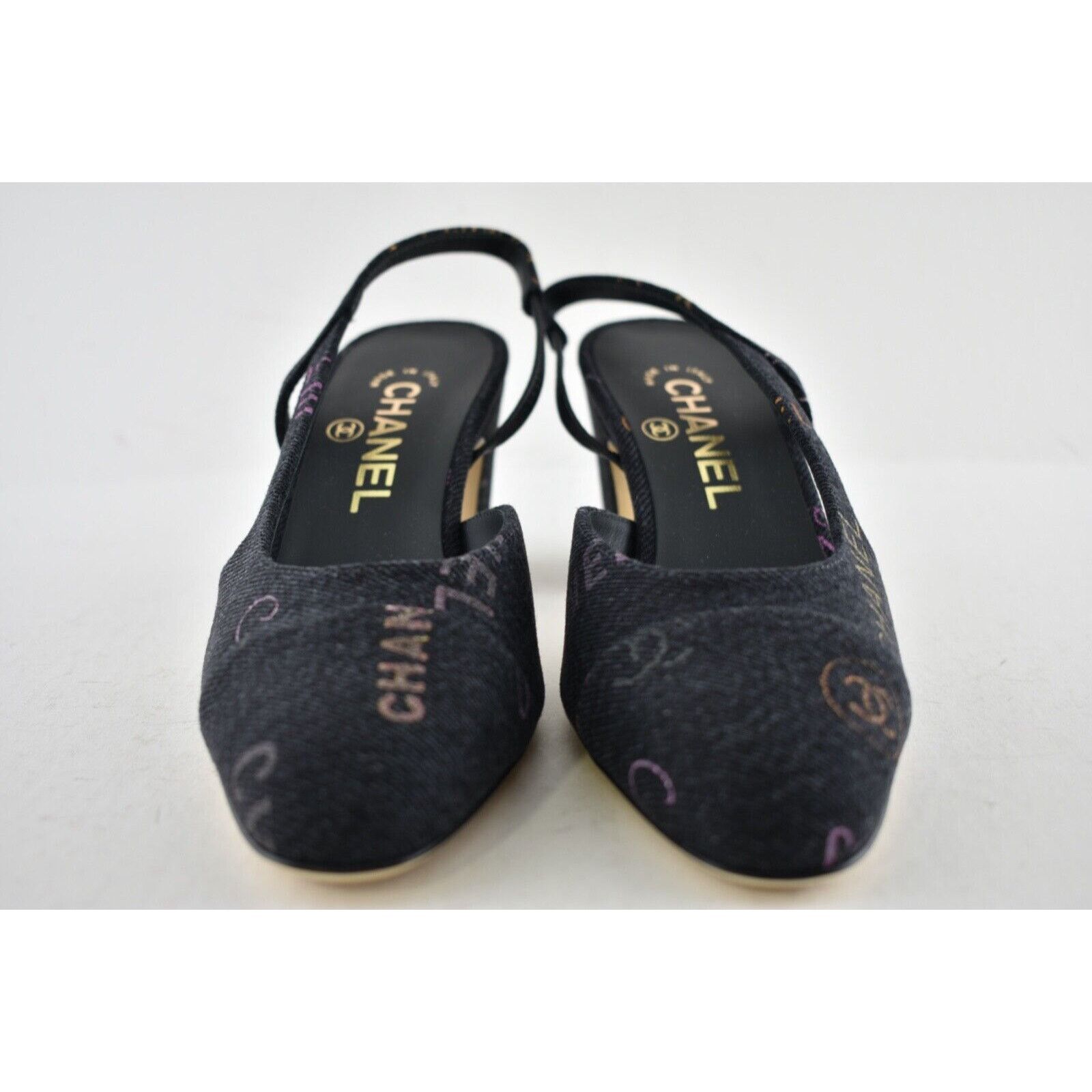 Chanel 22P Mademoiselle Coco Sling Denim Slingback Sandal Heel 36.5 Size US 6.5 / IT 36.5 - 6 Thumbnail
