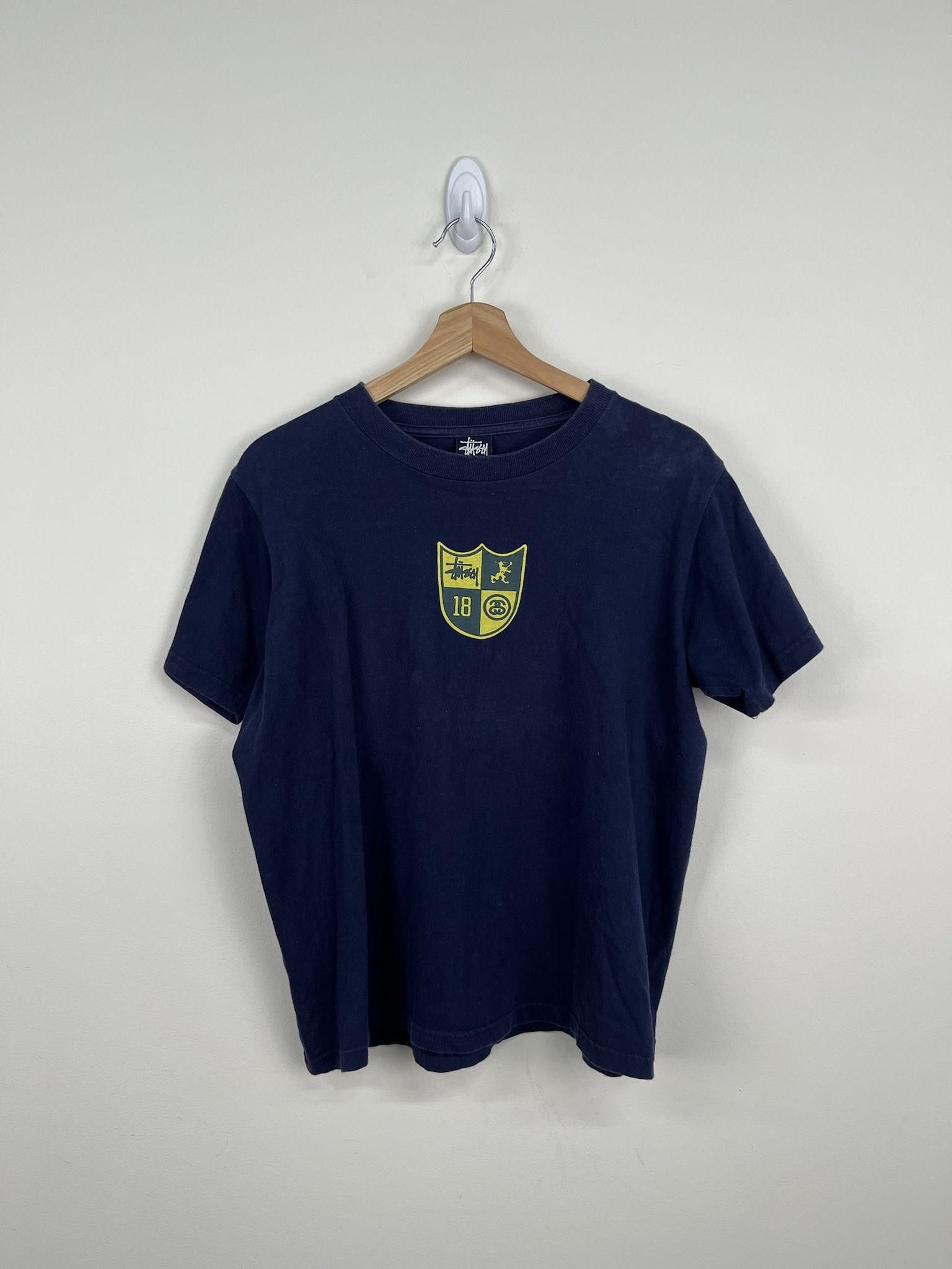 image of 90's Stussy Shield Tee in Navy, Men's (Size Medium)