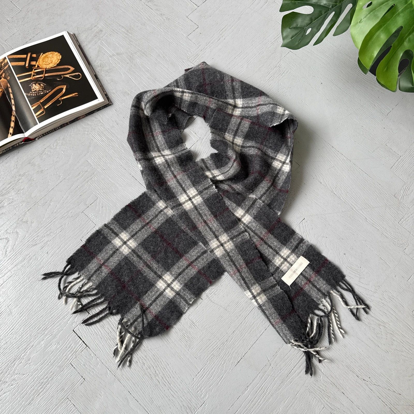 Vintage Frederik Anderson Copenhagen Plaid Wool Scarf Gray Size ONE SIZE - 1 Thumbnail