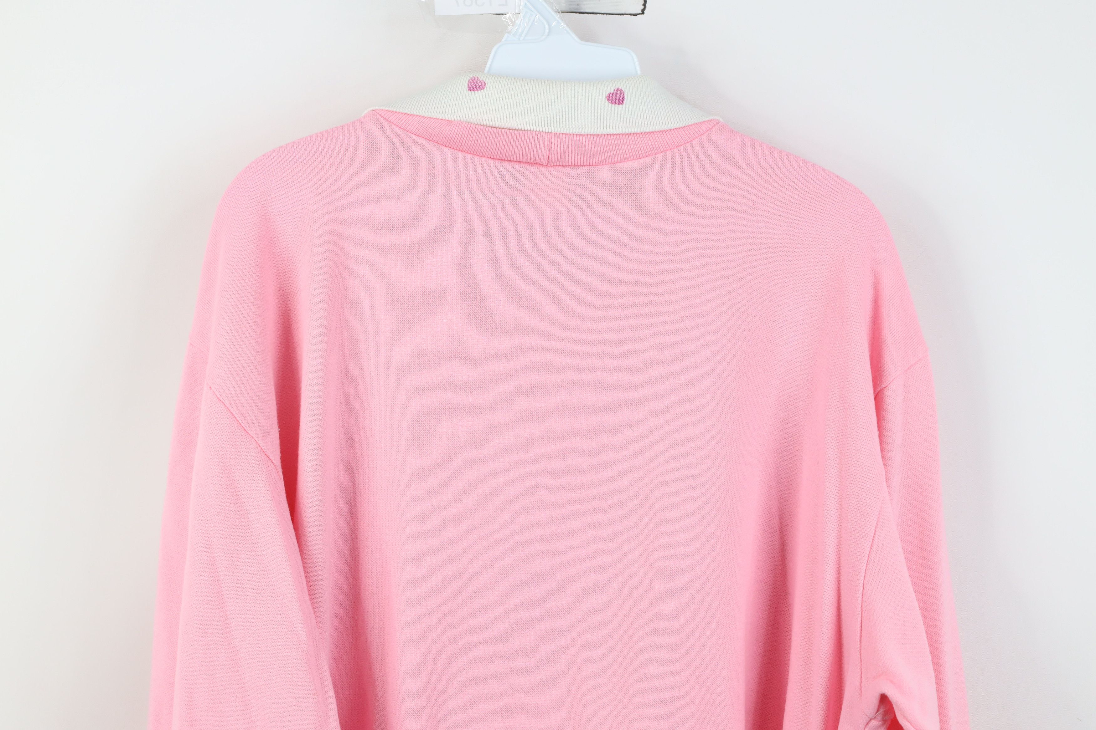 Vintage Vintage 90s Streetwear Flower Heart Collared Sweatshirt USA Size L / US 10 / IT 46 - 13 Thumbnail