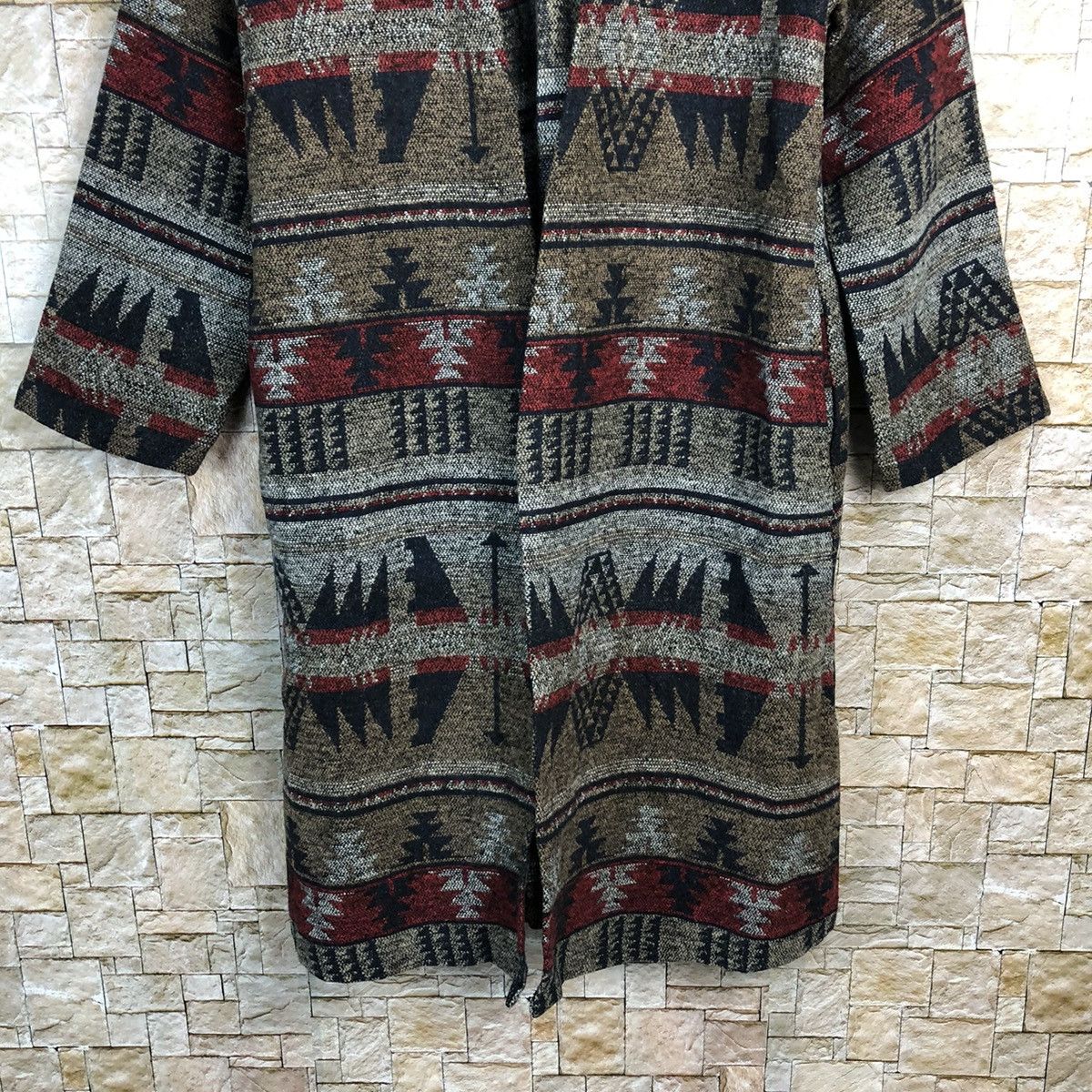 Homespun Knitwear GRL Brown Cardigan navajo art Knitwear #A264 Size US M / EU 48-50 / 2 - 3 Thumbnail