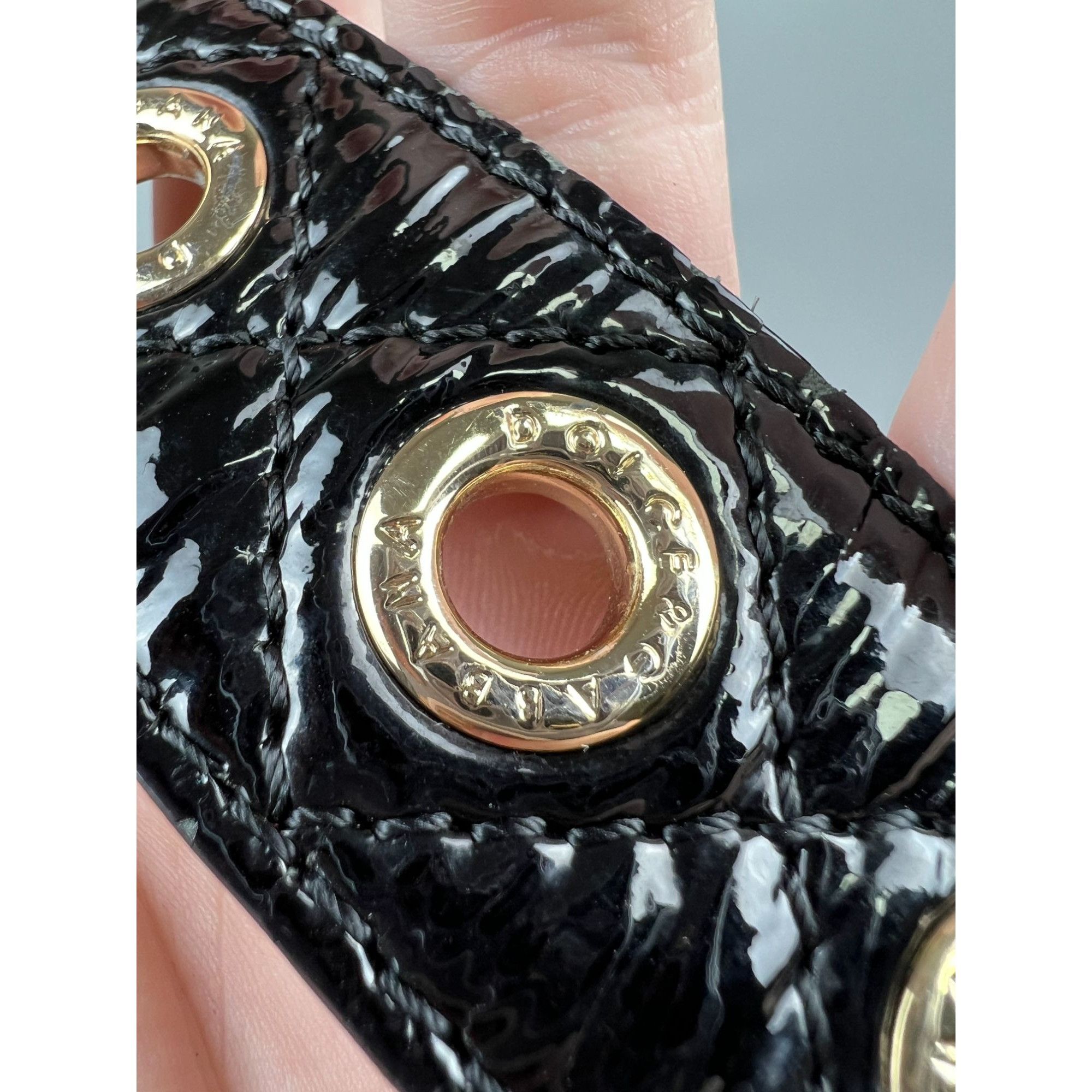 Dolce & Gabbana Dolce & Gabbana Patent Leather Quilted Logo Belt Size ONE SIZE - 11 Thumbnail