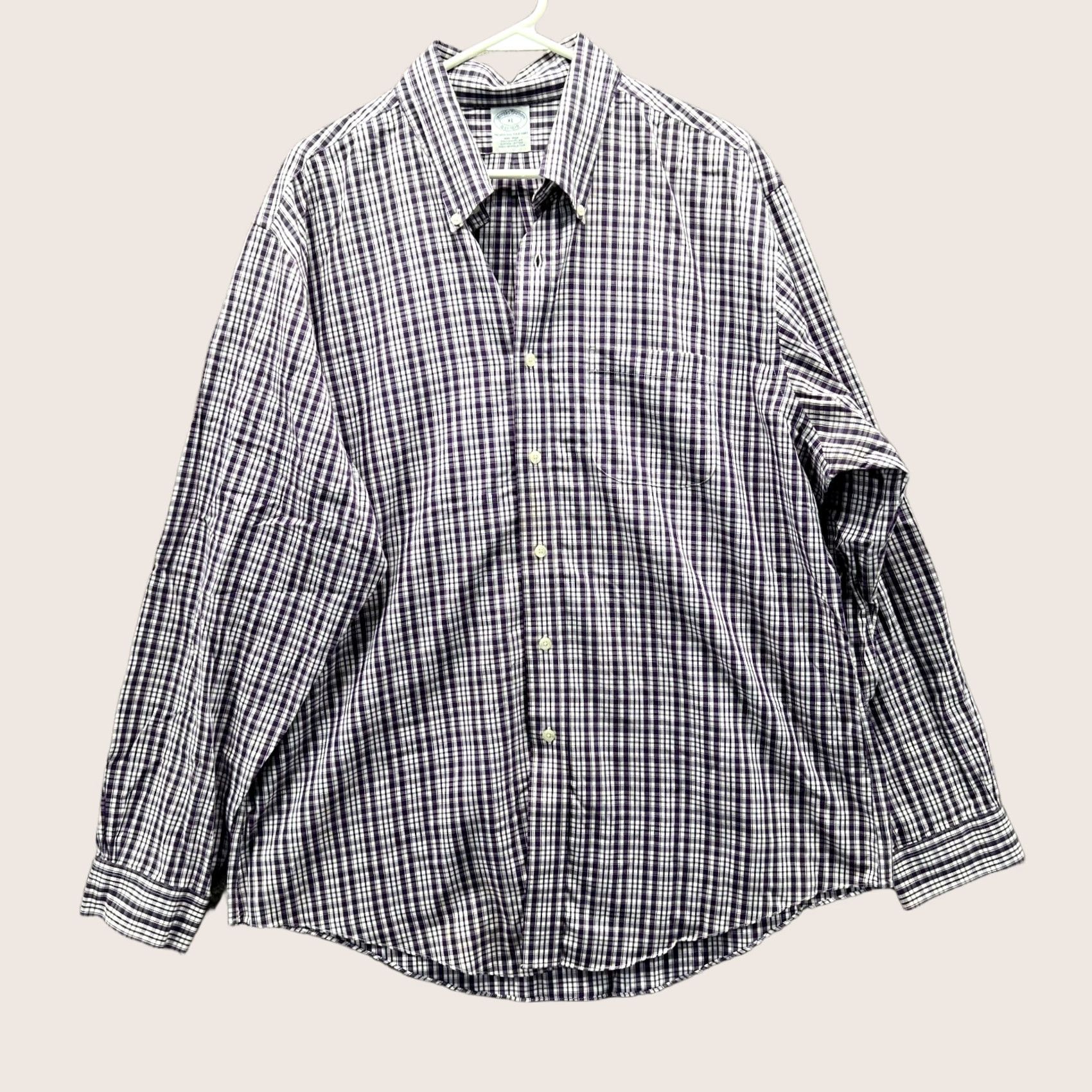 Brooks Brothers VINTAGE Brooks Brothers Shirt Mens XL Purple Button-Down Plaid Gingham Check Oxford Button-Up Long Sleeve Casual Formal Workwear Business Size US XL / EU 56 / 4 - 1 Thumbnail