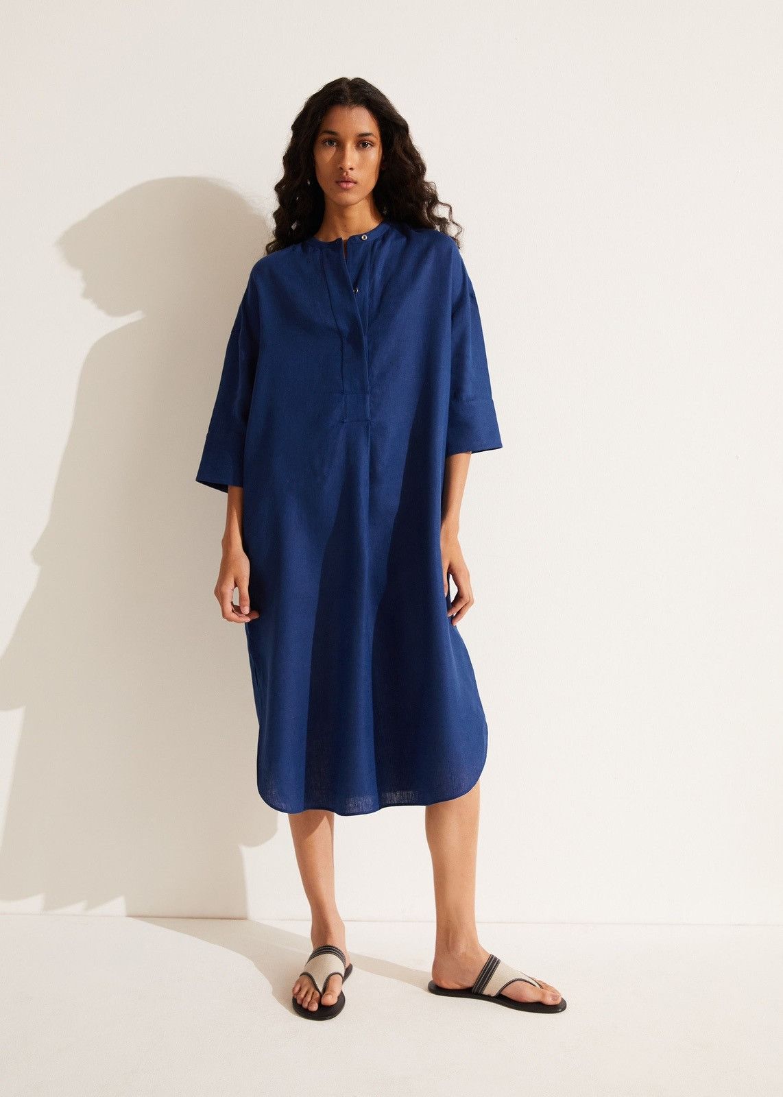 Loro Piana o1srvl11e0824 Lindsie Solaire Midi Dress in Blue Size S / US 4 / IT 40 - 2 Thumbnail