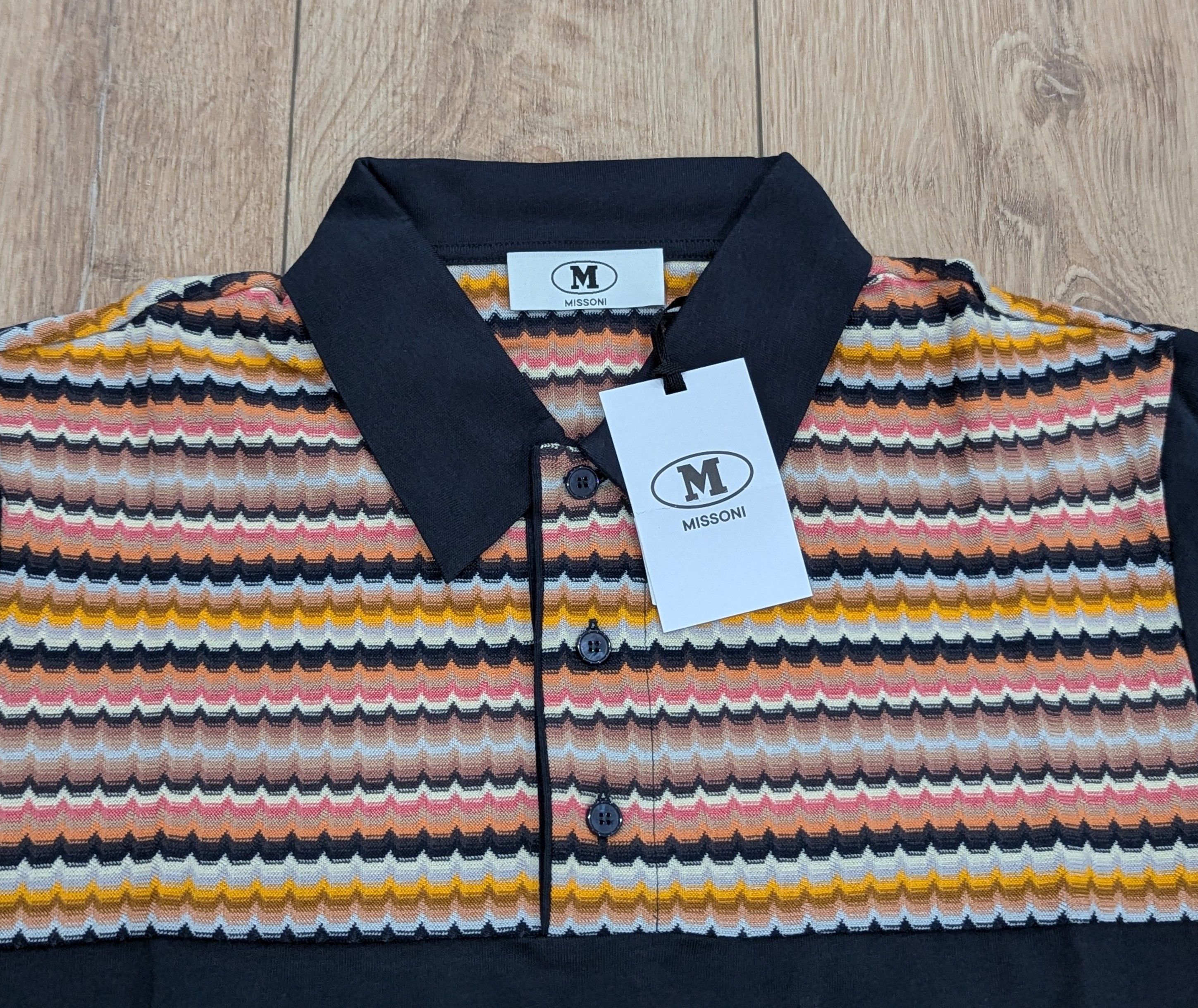 Missoni M Missoni Chevron Cotton Polo Shirt Blue Multi Large Size US L / EU 52-54 / 3 - 2 Thumbnail