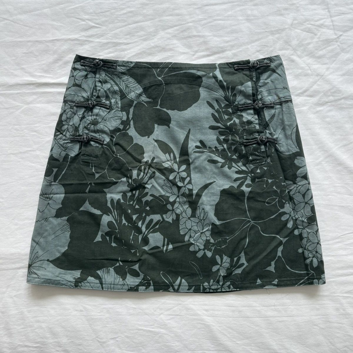 miu miu 2003 ss green hibiscus frog collar mini skirt