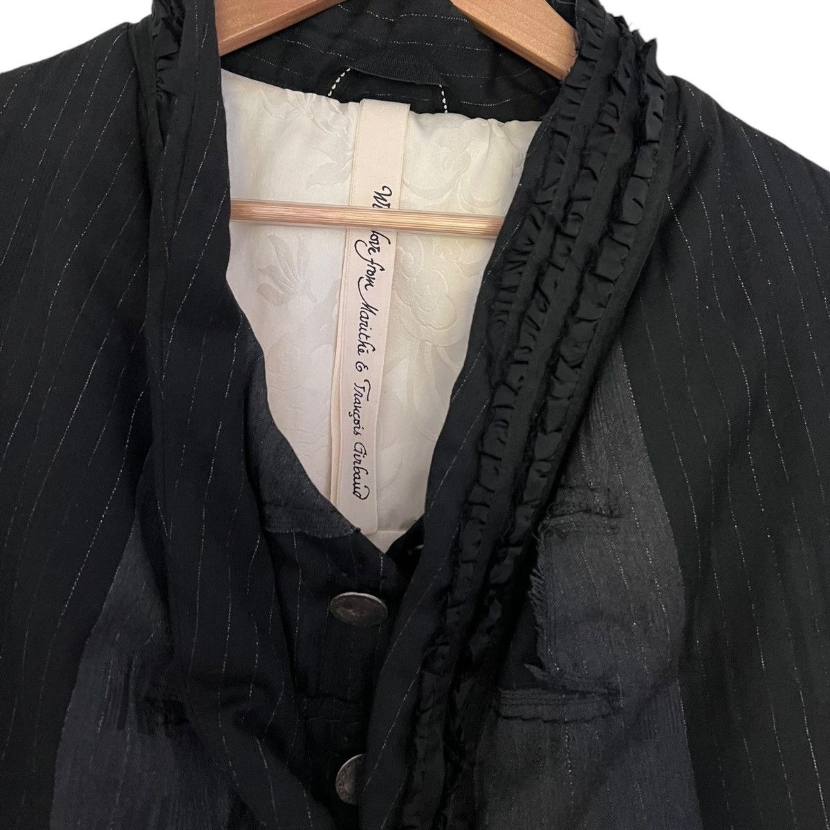 Marithe + Francois Girbaud Marithe Francois girbaud pinstripe ruffle blazer Size US L / EU 52-54 / 3 - 2 Thumbnail