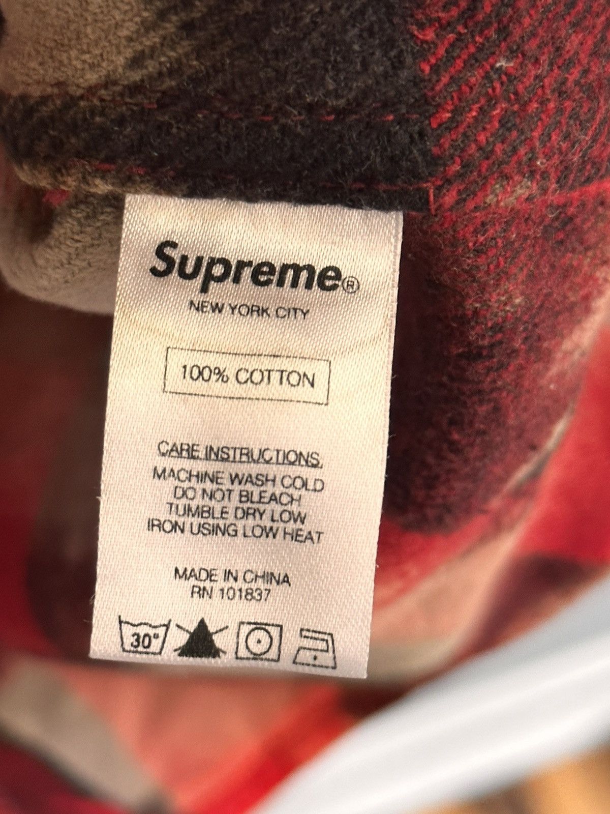 Supreme Supreme Bleached Buffalo Heavyweight Flannel Red FW13 Size US S / EU 44-46 / 1 - 4 Thumbnail