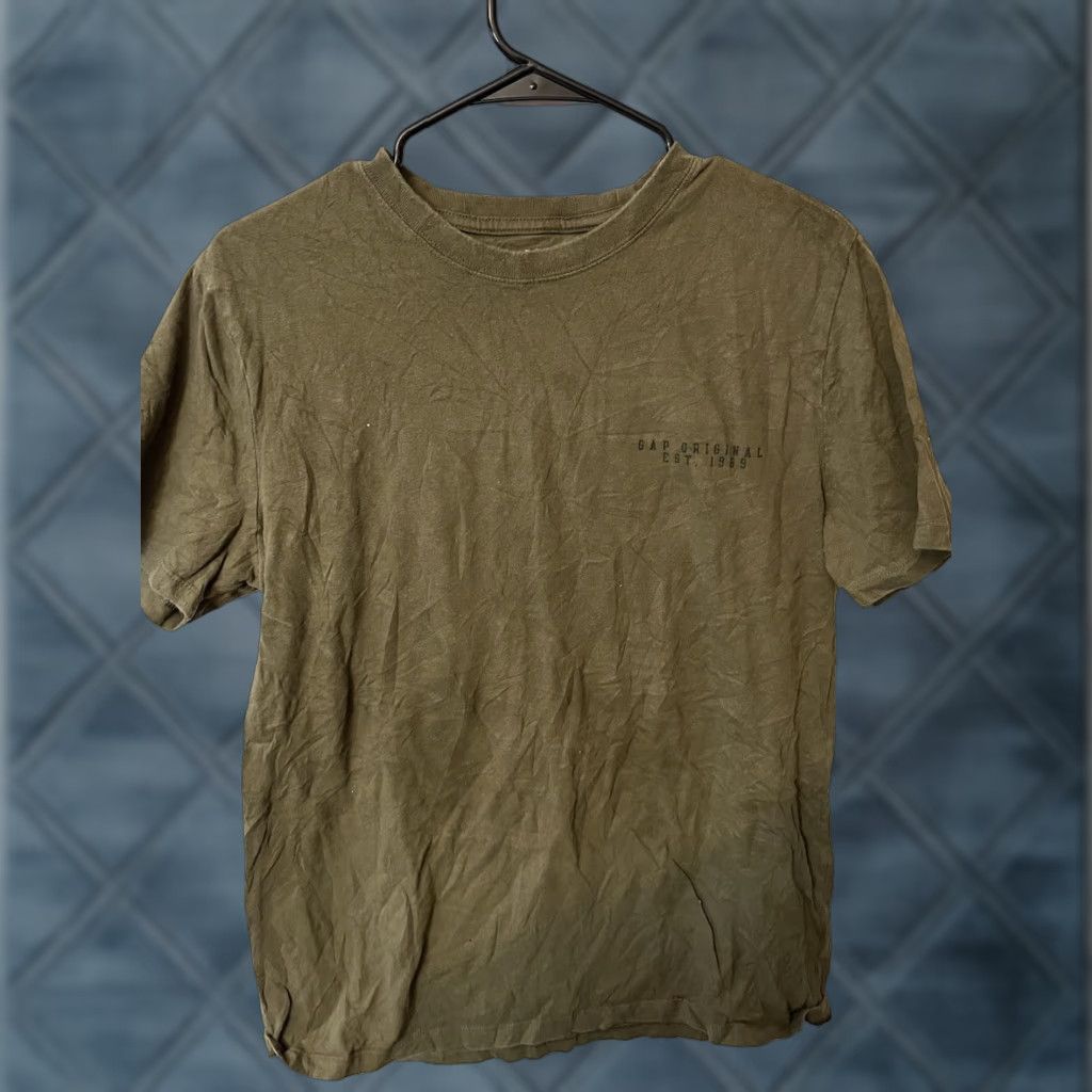 Gap Gap Everyday Crew Neck T-Shirt Men Adult Medium Green Solid Short Sleeve Cotton T-Shirt Mens Regular Fit 90s? Size US M / EU 48-50 / 2 - 1 Thumbnail