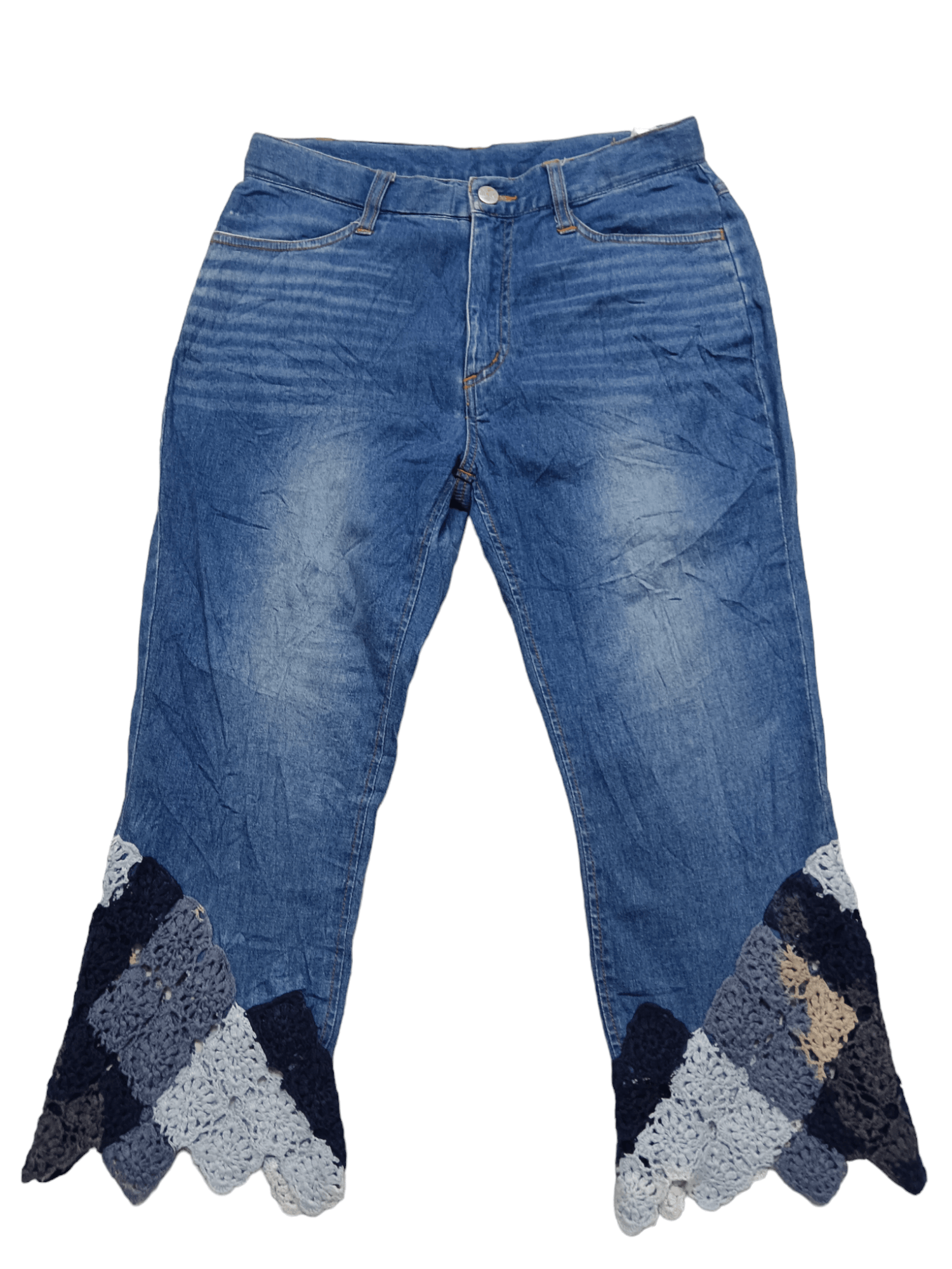 image of Designer Hiromichi Nakano 3 Quarter Knit Denim in Blue Denim, Women's (Size 26)