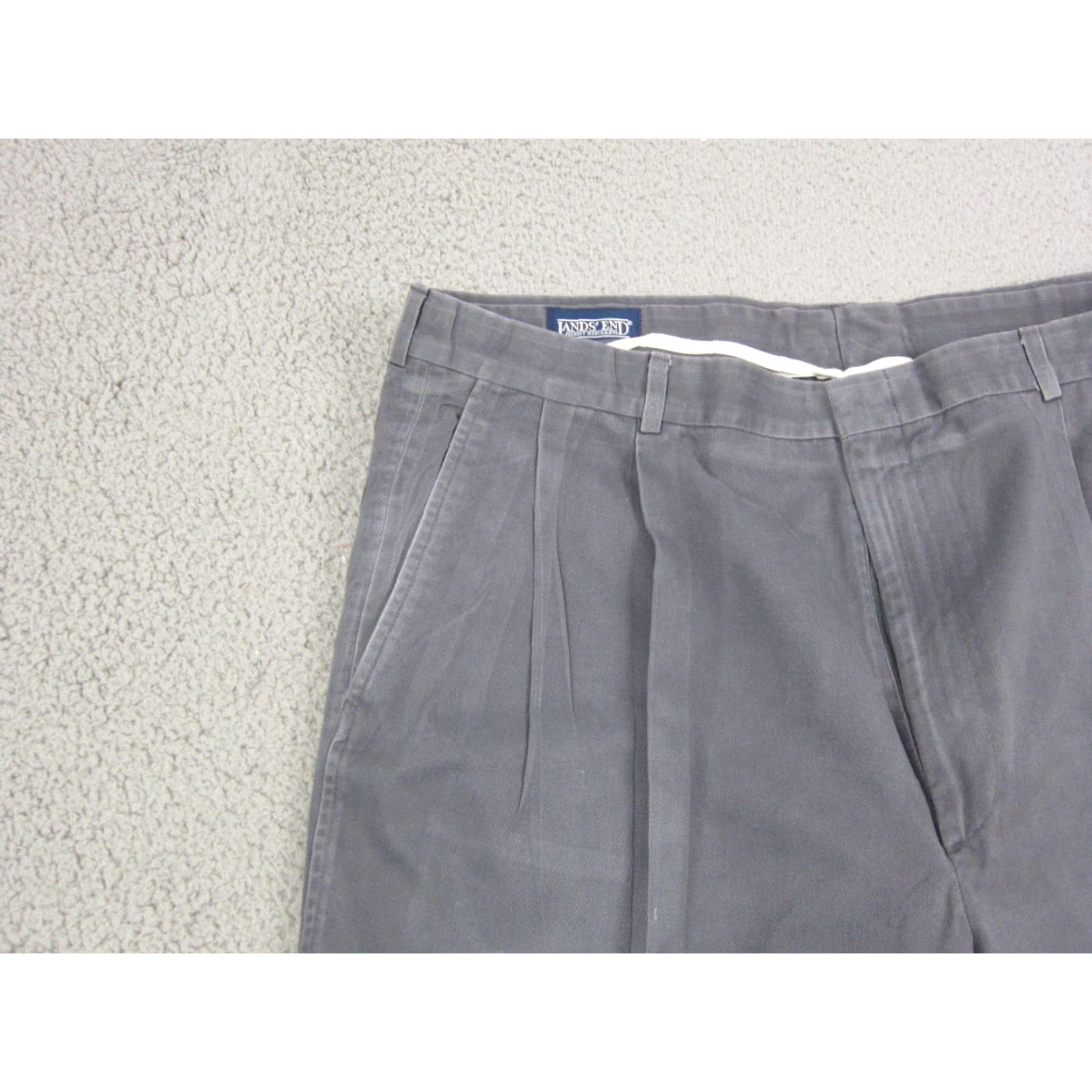 Lands' End VINTAGE Lands' End Pants Mens 40Lx35 Gray Cotton Pleated Dress Pants Straight Leg Regular Front Zip Button Waist 40 Inseam 35 Lacework? Size US 40 / EU 56 - 3 Thumbnail