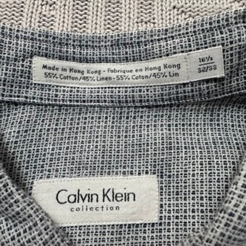 Calvin Klein Calvin Klein black weave linen button down size 16.5 Size US L / EU 52-54 / 3 - 5 Thumbnail