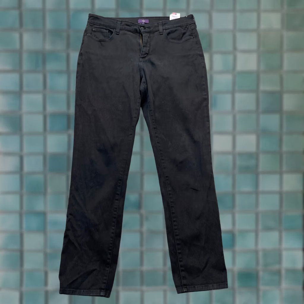 NYDJ NYDJ Jeans Womens 10 Black Marilyn Straight Leg Stretch Denim Dark Wash Cotton Size 32" / US 10 / IT 46 - 1 Thumbnail