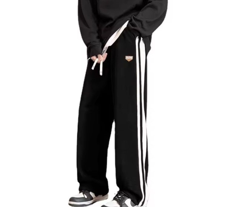 Japanese Brand Black Color Baggy Striped Sweatpants Size US 31 - 3 Thumbnail