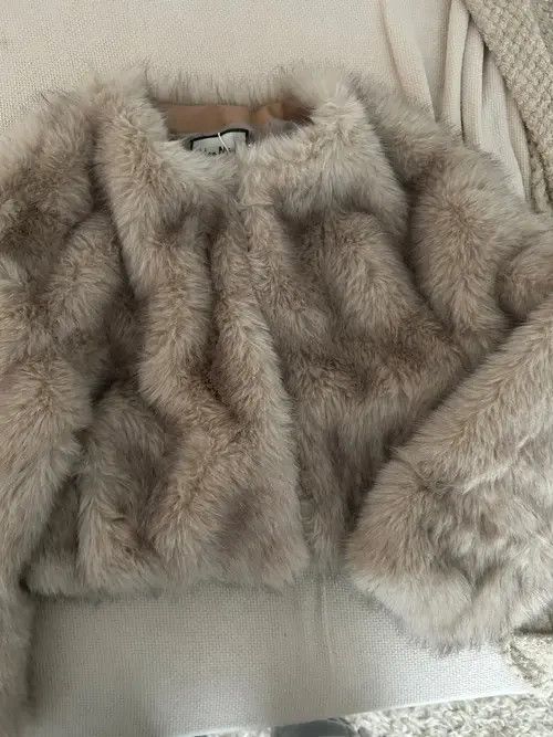 Anime × Aran Isles Knitwear Sweater Cropped Faux Fur Coat Size S / US 4 / IT 40 - 2 Thumbnail