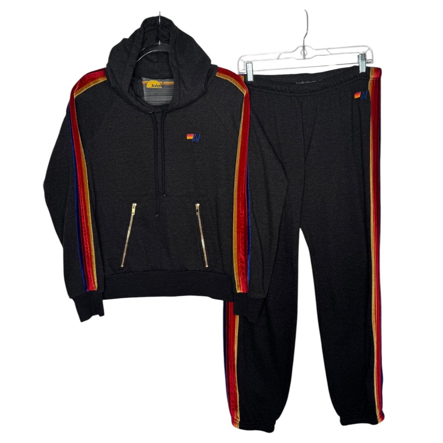 Aviator Nation 2010s Aviator Nation Rainbow Stripe Hoodie Jogger Set S/L Size S / US 4 / IT 40 - 1 Thumbnail