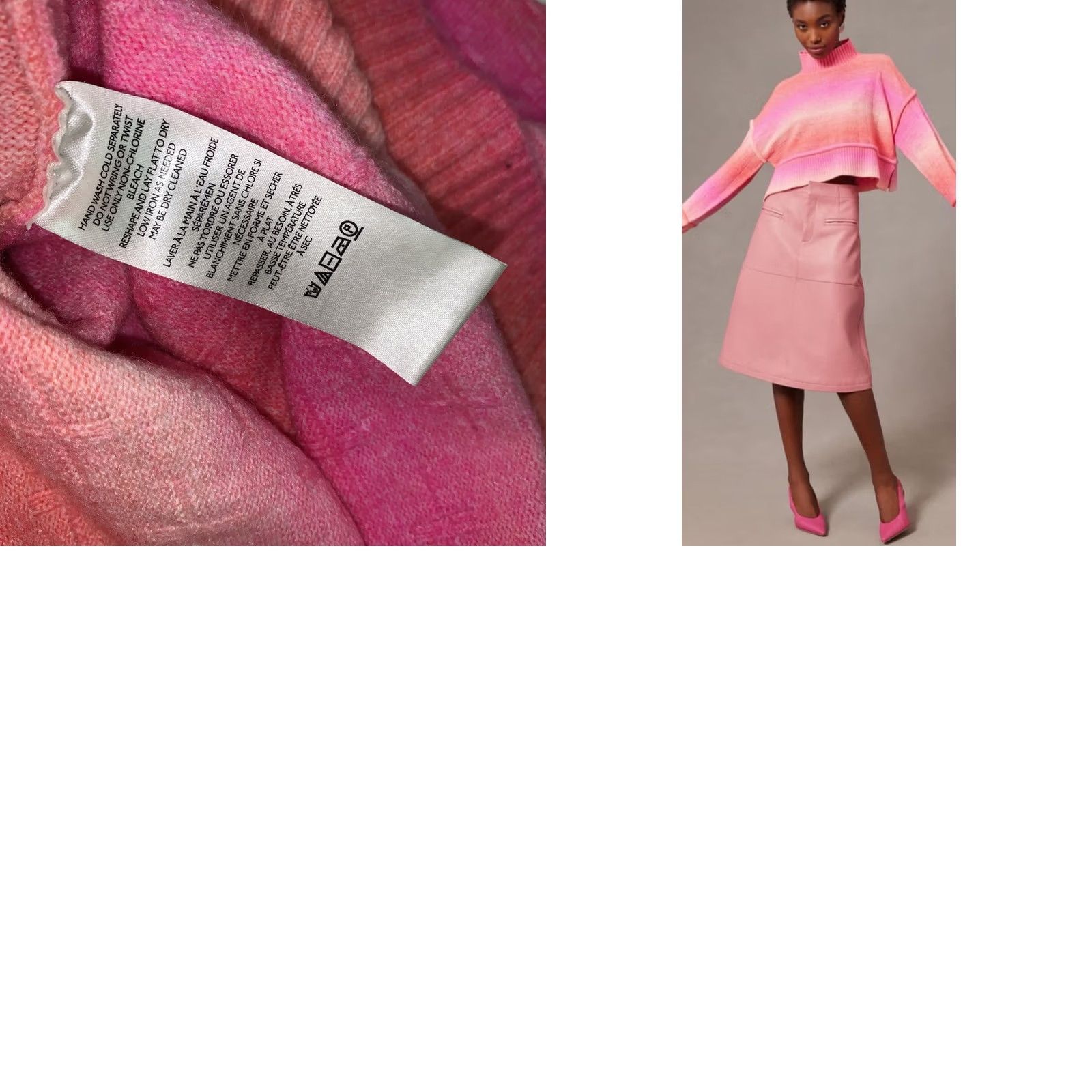 Anthropologie Anthropologie Pilcro Sweater S Pink Mock Neck Cropped Boho Hippie Gradient Ombre Womens Size S / US 4 / IT 40 - 8 Thumbnail