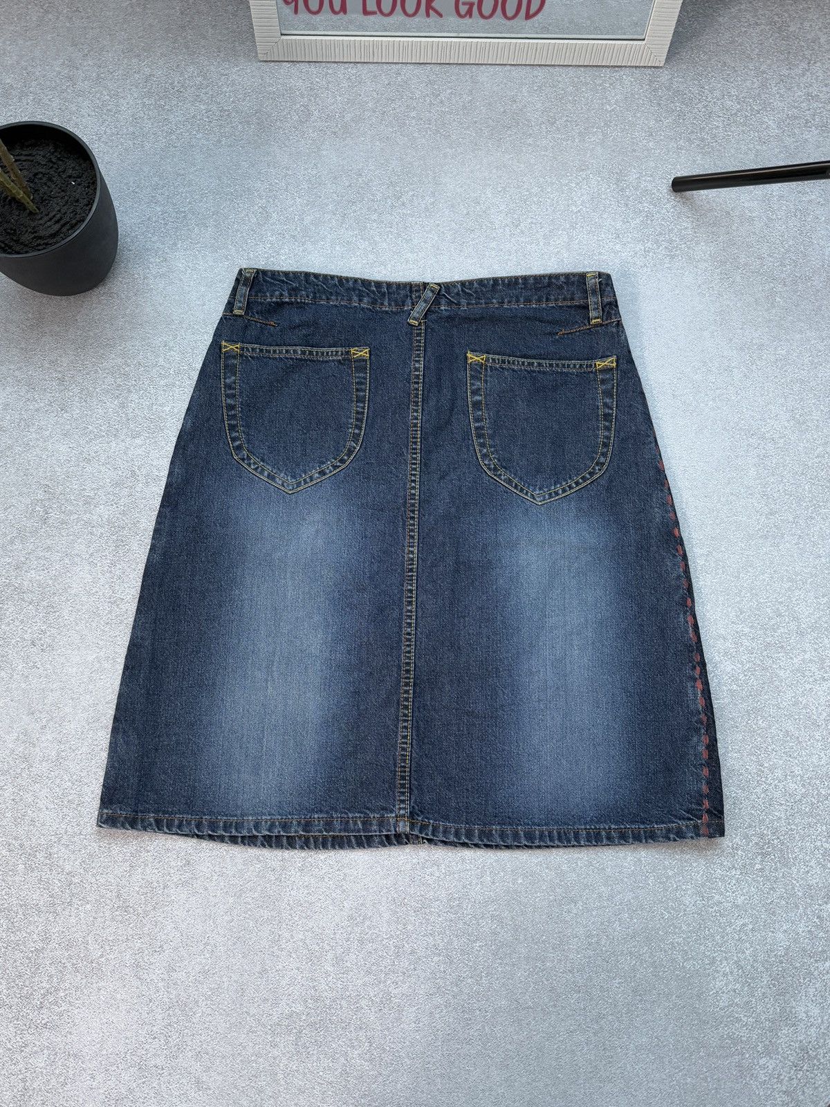 Evisu Evisu Denim Skirt Vintage Womens Y2K Blue Button Japan Style Size 31" - 11 Thumbnail