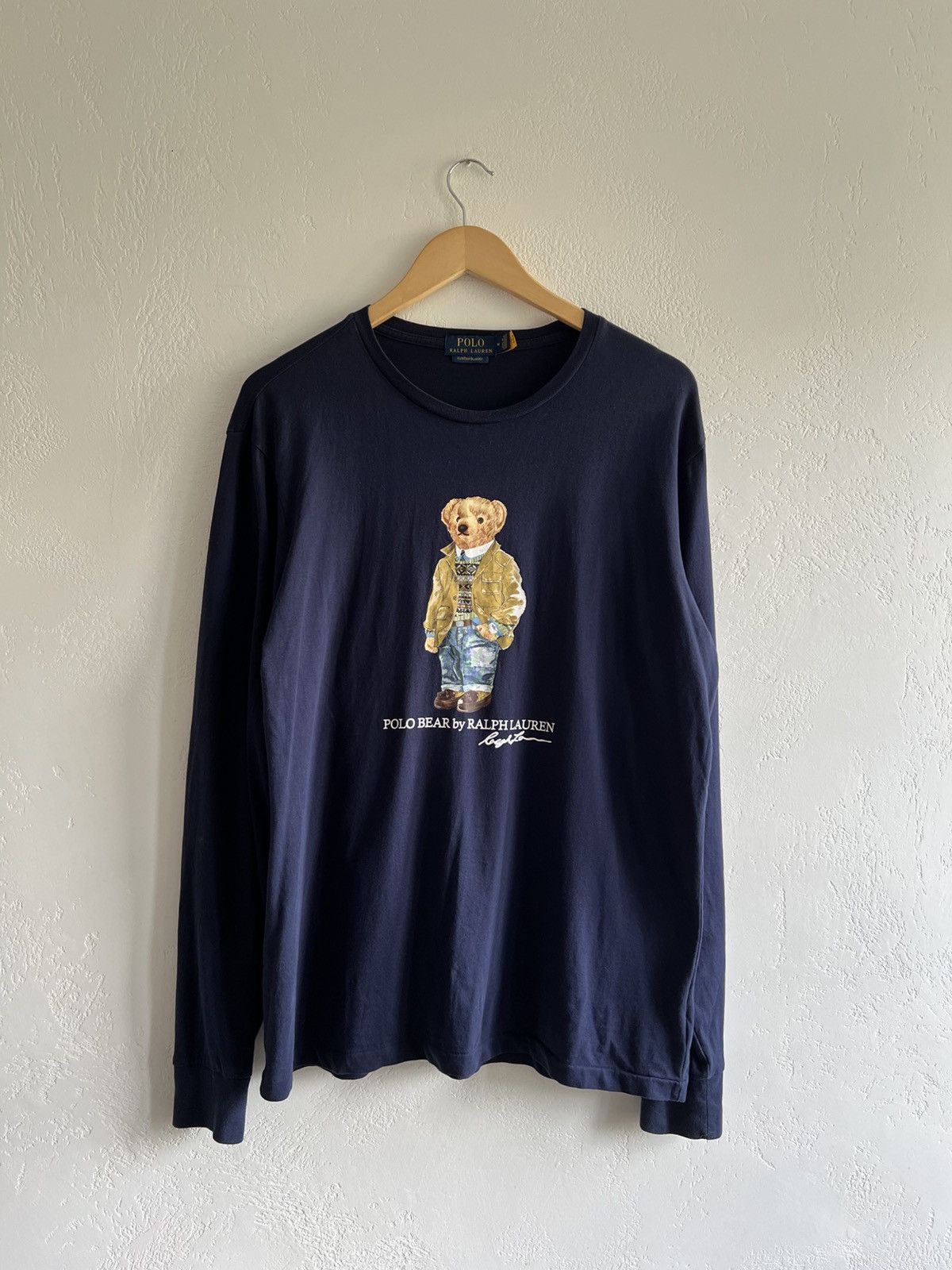 Vintage Ralph Lauren Polo Bear Long Sleeve T-Shirt Blue Tee