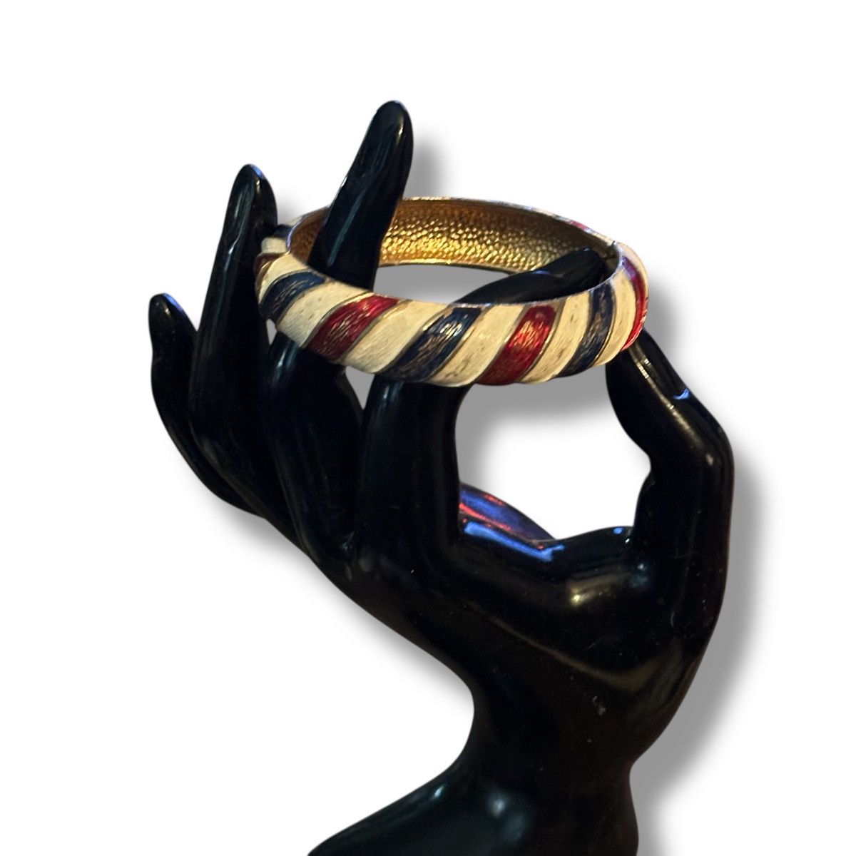 Vintage Vintage red, white and blue enamel hinged bangle bracelet Size ONE SIZE - 2 Thumbnail