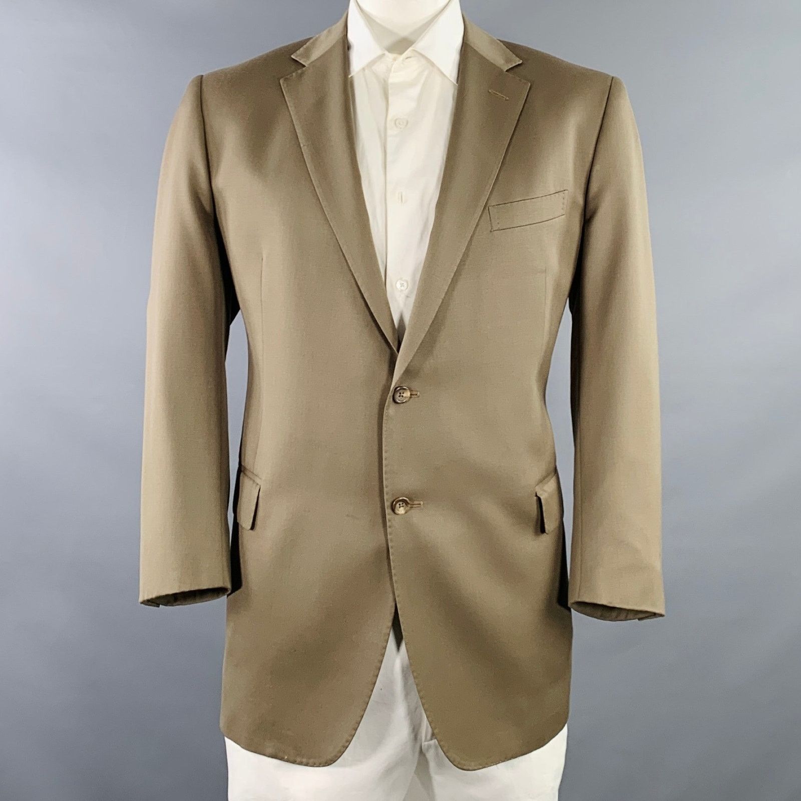 Polo Ralph Lauren Size 46 Taupe Virgin Wool Notch Lapel Sport Coat Size 46R - 1 Thumbnail
