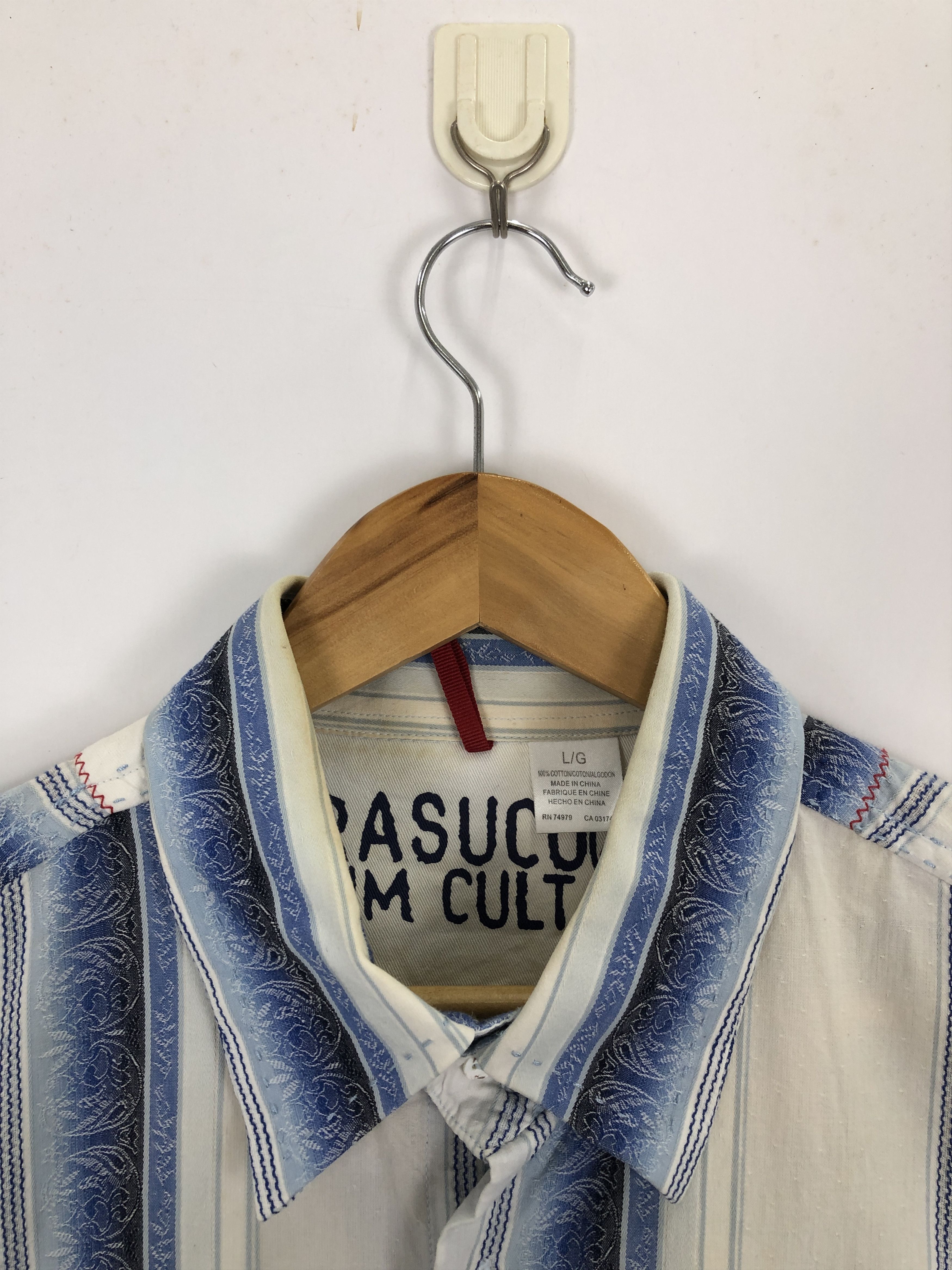 Vintage Vintage Japanese Brand Blue Stripe Western Shirt TA0448 Size US L / EU 52-54 / 3 - 9 Thumbnail