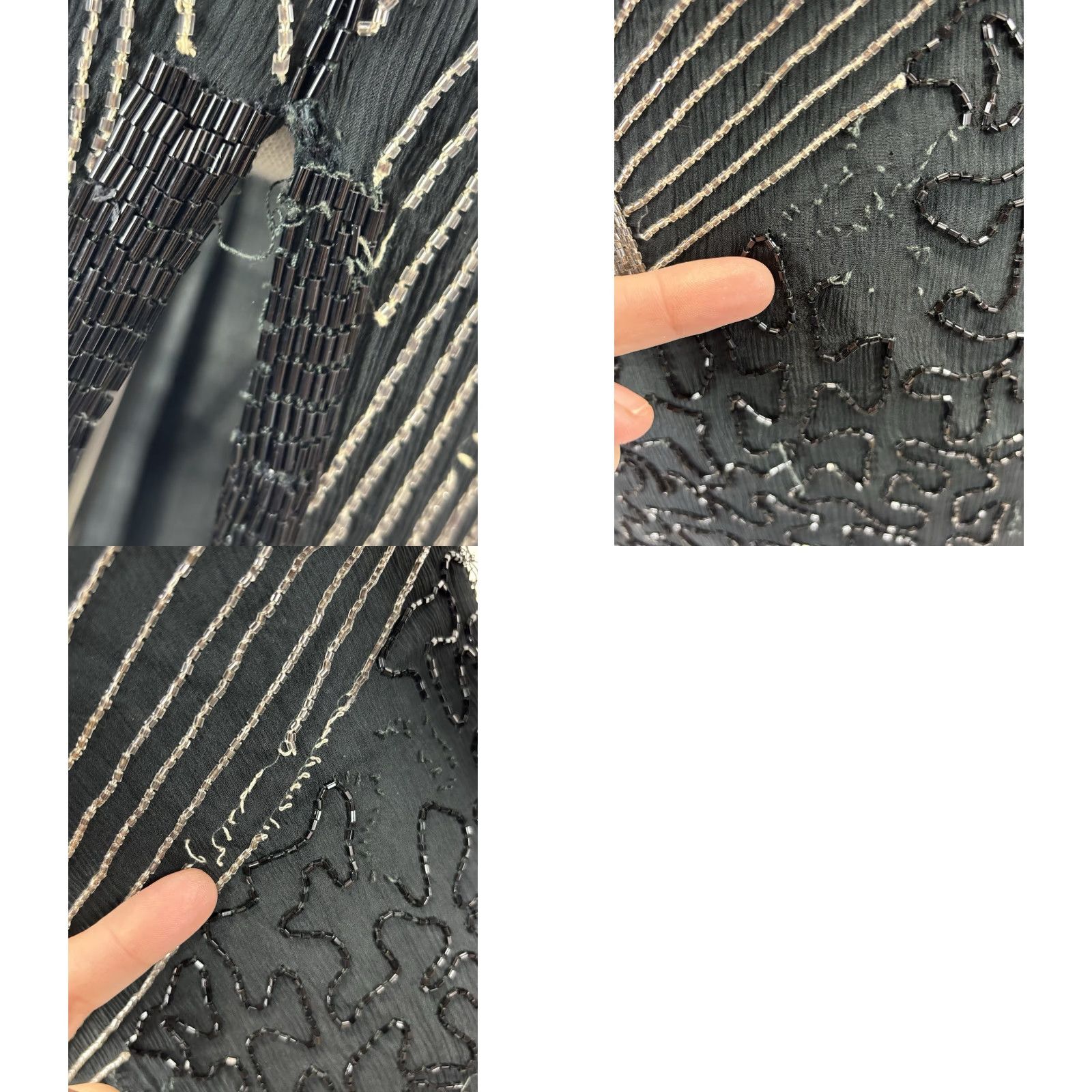 Vintage VINTAGE Mejere Beaded Midi Dress Women’s L Black Silver Elegant Formal READ 80s Silk Nightwear Eveningwear Size L / US 10 / IT 46 - 9 Thumbnail