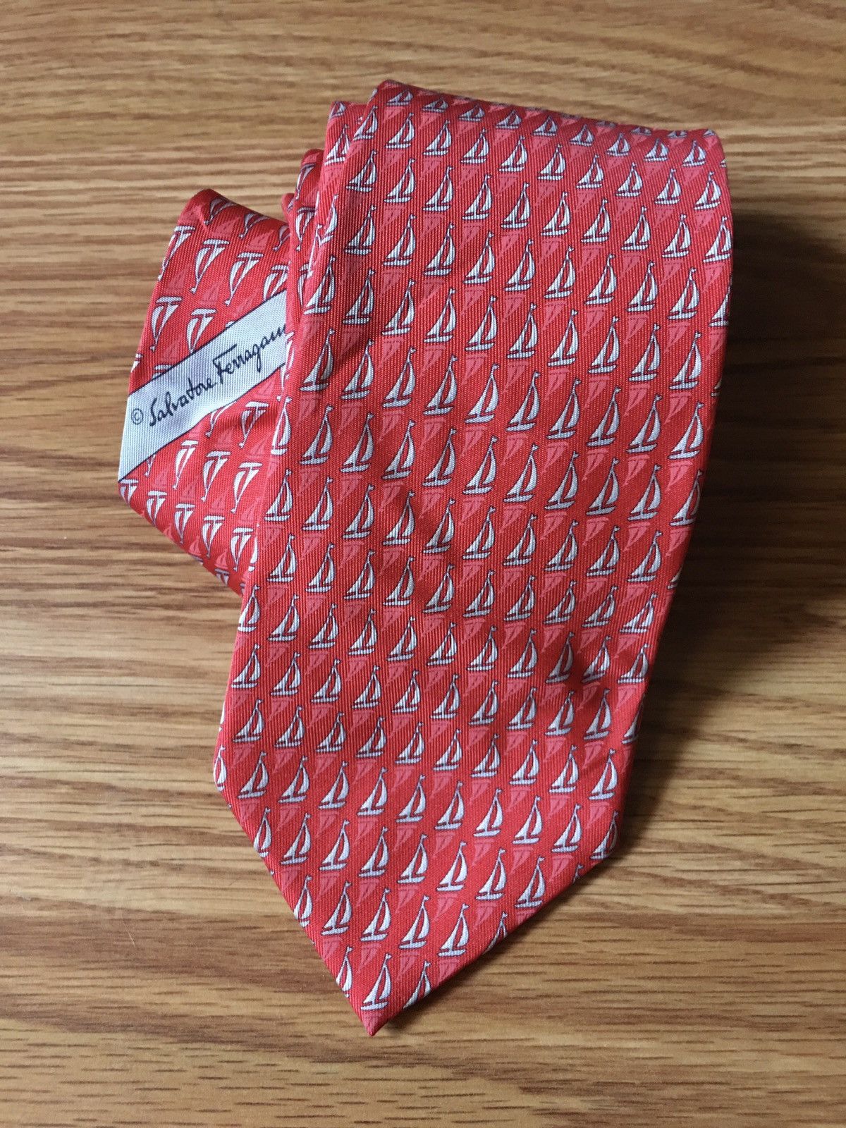Salvatore Ferragamo Salvatore Ferragamo Ships Design Silk Mens Tie Size ONE SIZE - 2 Thumbnail