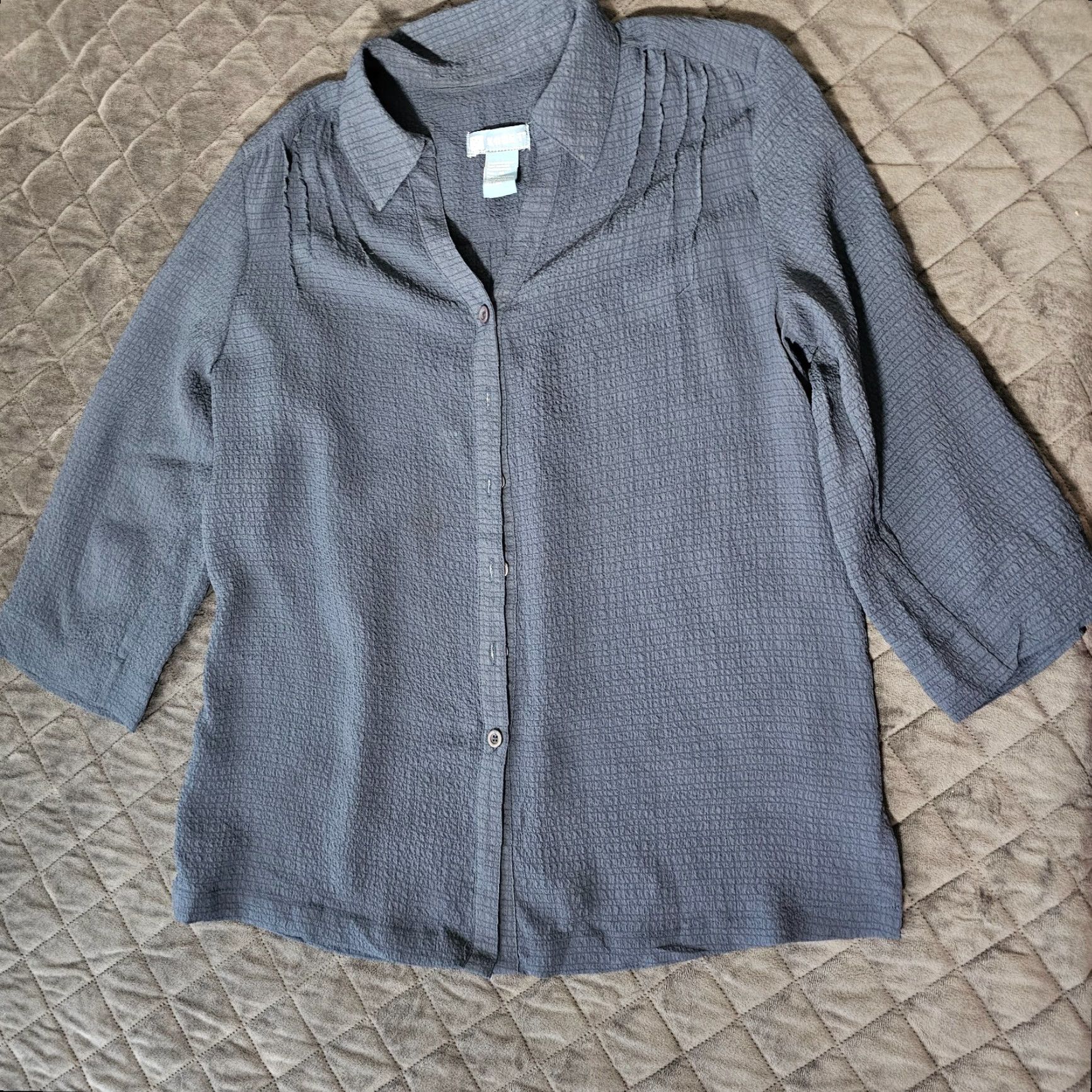 Vintage VINTAGE Koret Shirt Blouse Button-Up Blue Long Sleeve Size M, Women, Regular, 20s-30s, Sheer, Ned? Size M / US 6-8 / IT 42-44 - 6 Thumbnail