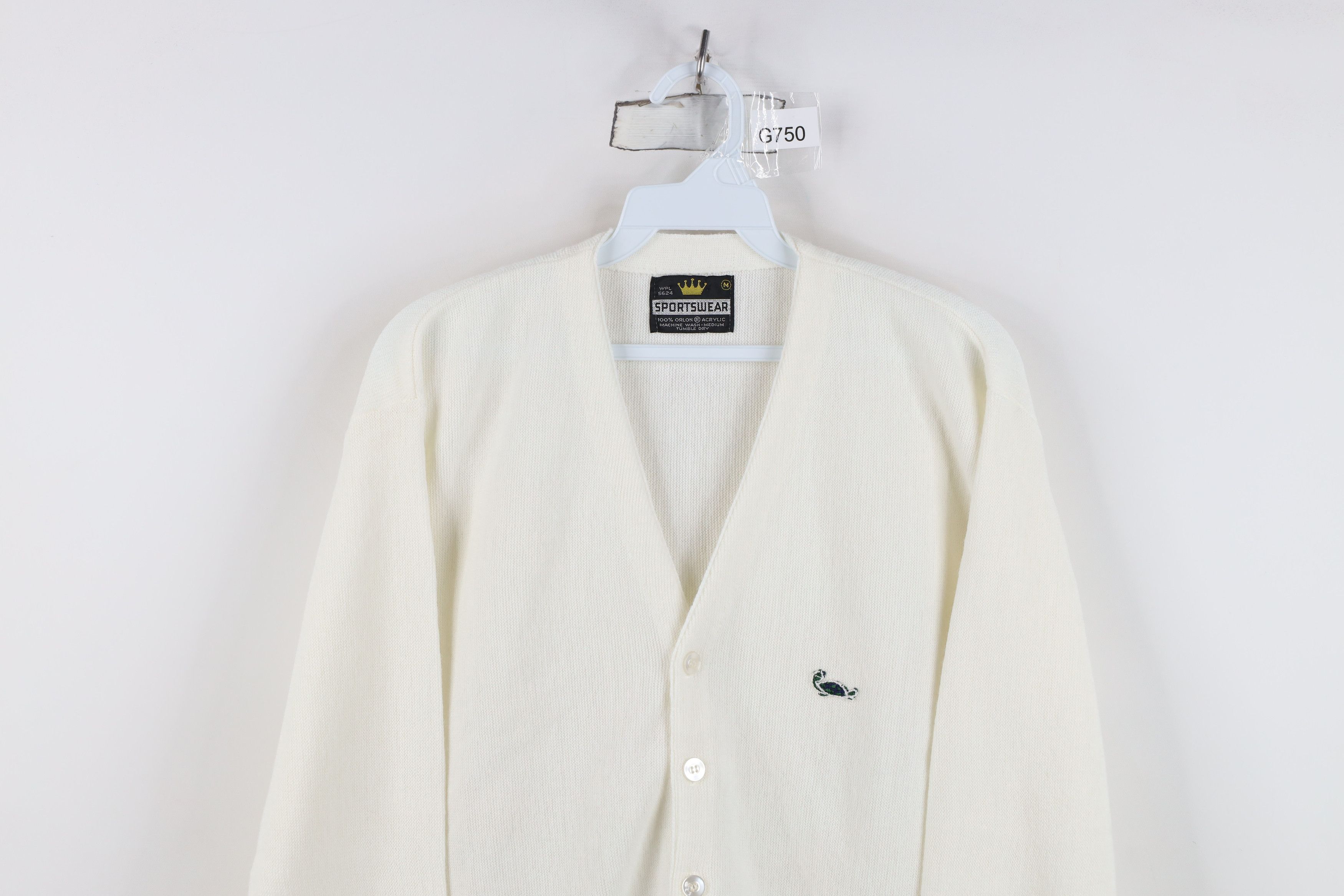 Vintage Vintage 60s Streetwear Knit Cardigan Sweater White USA Size US L / EU 52-54 / 3 - 2 Thumbnail