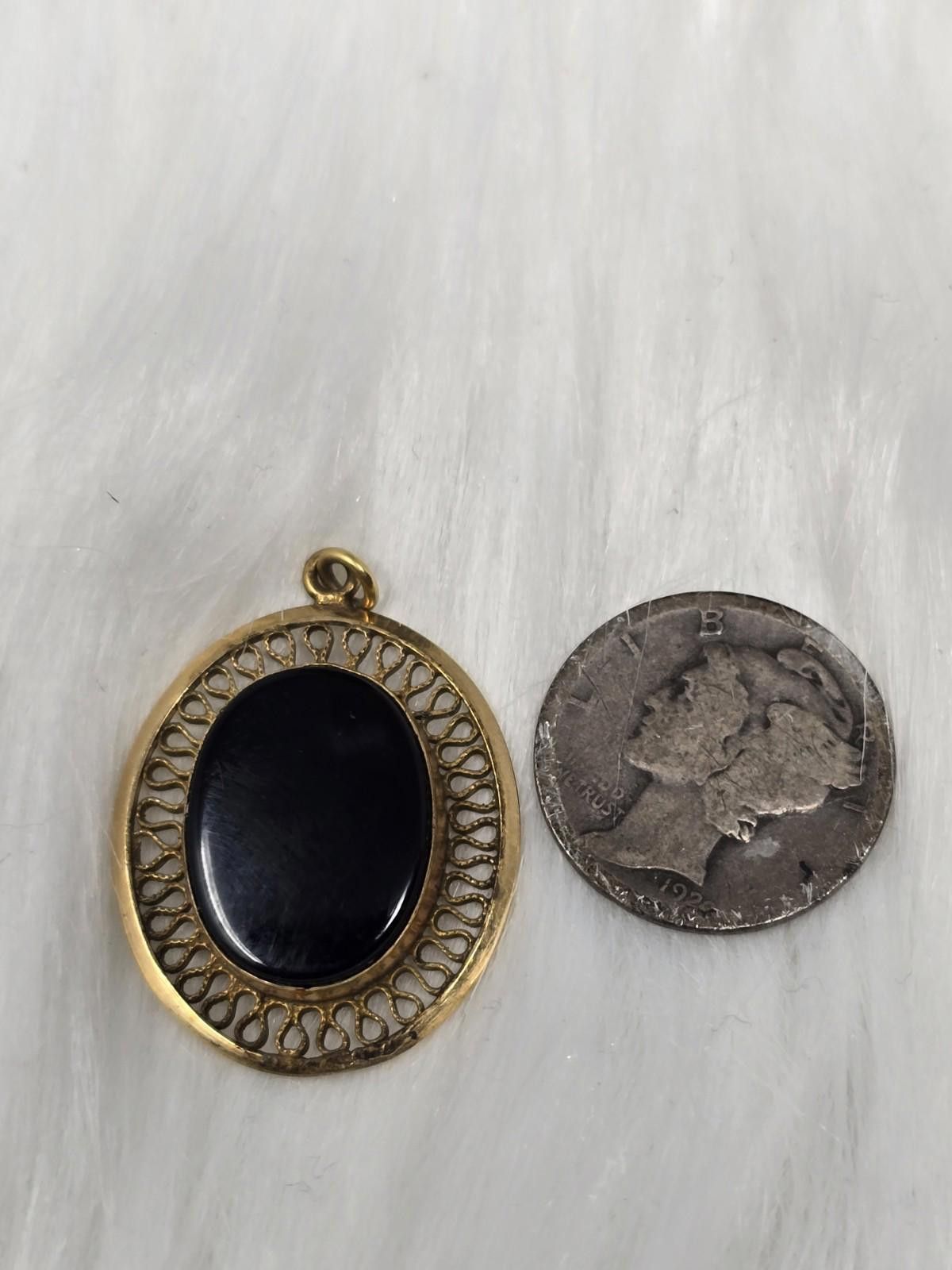 Other Vintage Winard 12K GF Black Onyx Oval Filigree Pendant Size ONE SIZE - 3 Thumbnail