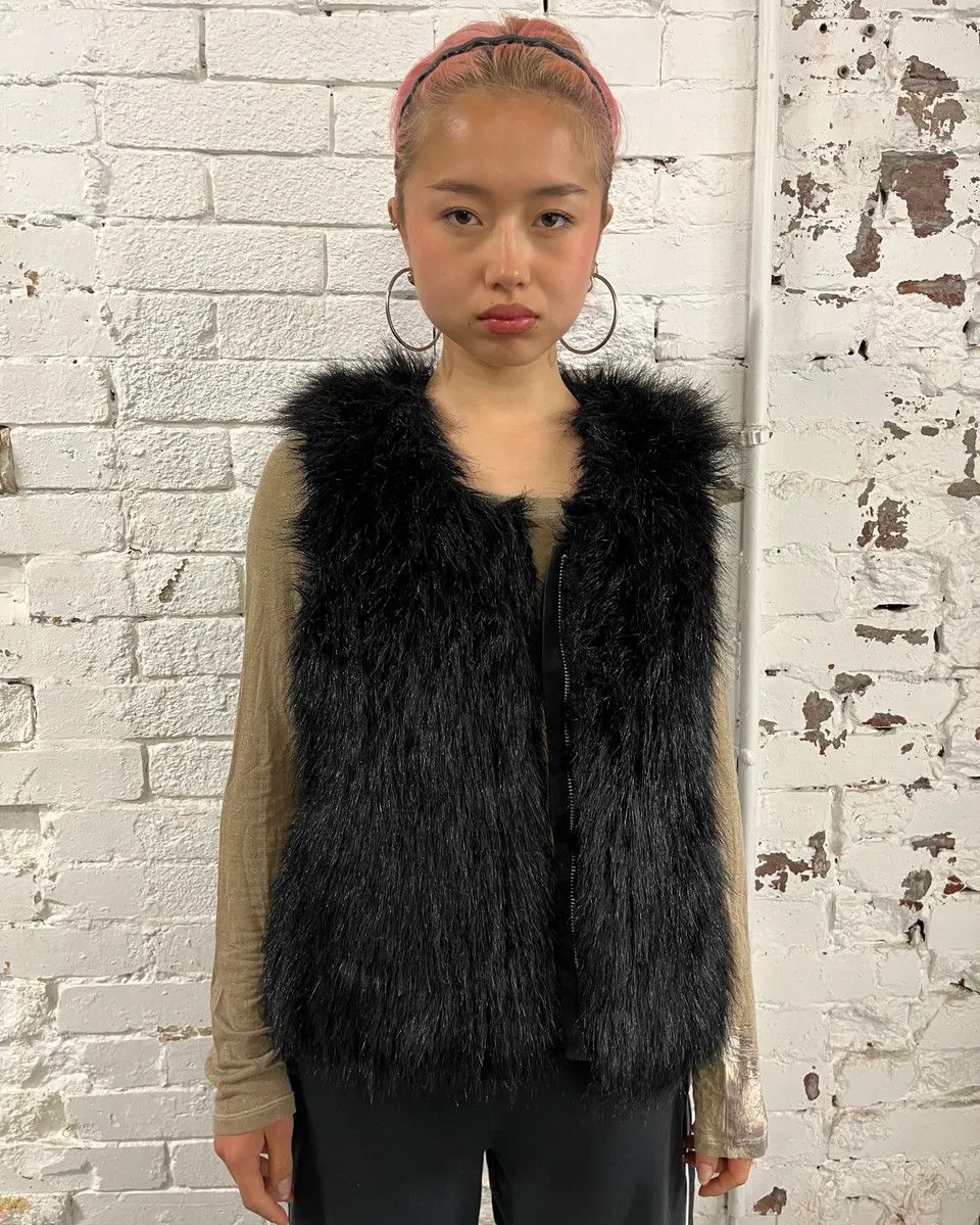 Polo Ralph Lauren 2010s Ralph Lauren Denim & Supply Black Faux Fur Fluffy Vest Size M / US 6-8 / IT 42-44 - 2 Thumbnail