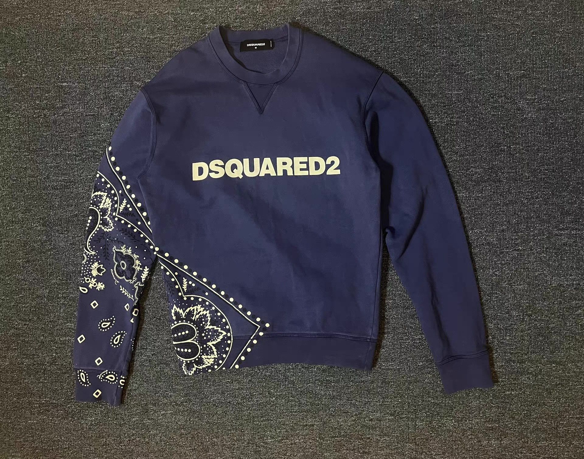 Dsquared2 DSquared2 (D2) Dark Blue Washed Paisley Hoodie Q4 Size US M / EU 48-50 / 2 - 1 Thumbnail