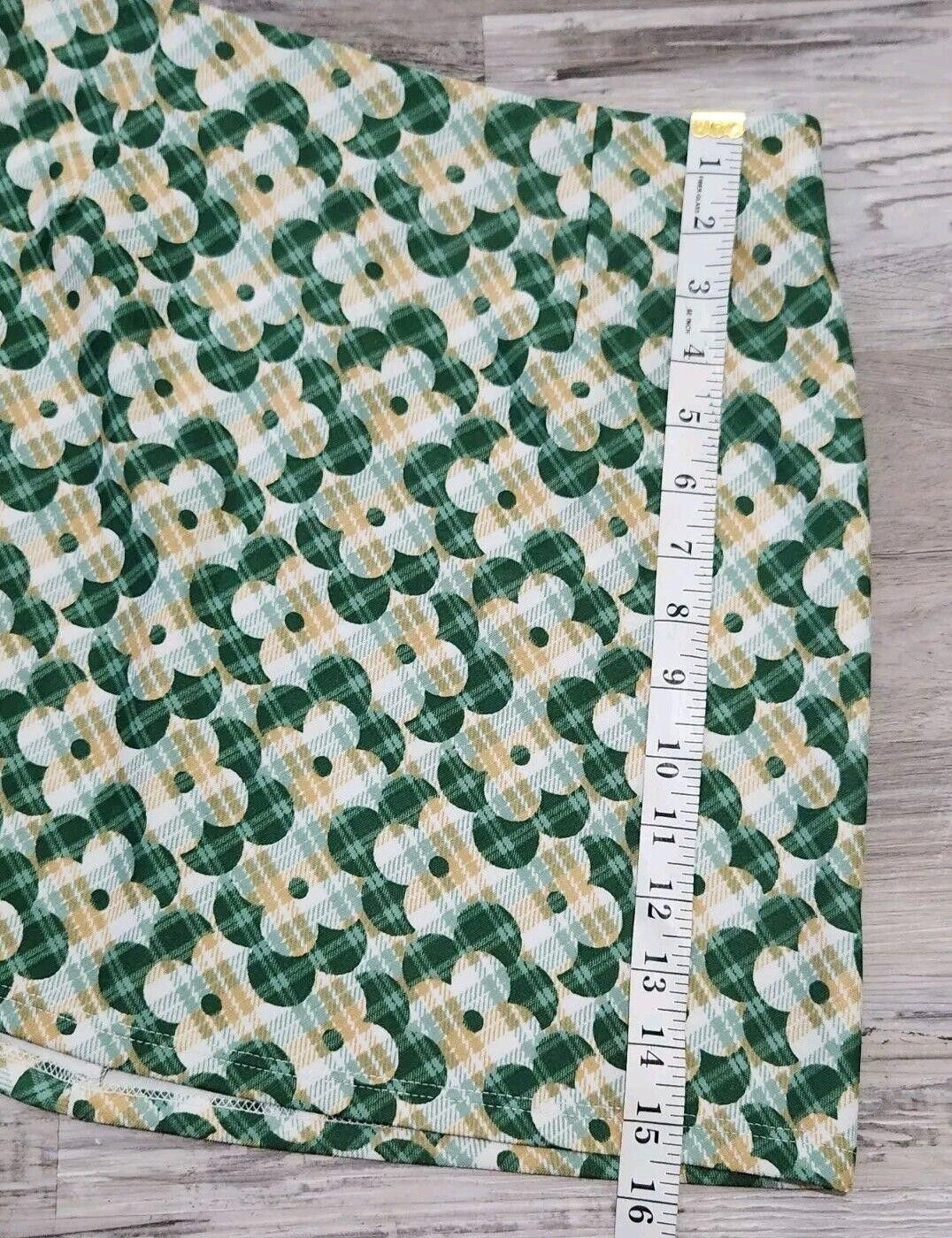 Designer Altar'd State Mini Skirt Medium Green Retro Floral Stretch Size 32" / US 10 / IT 46 - 6 Thumbnail