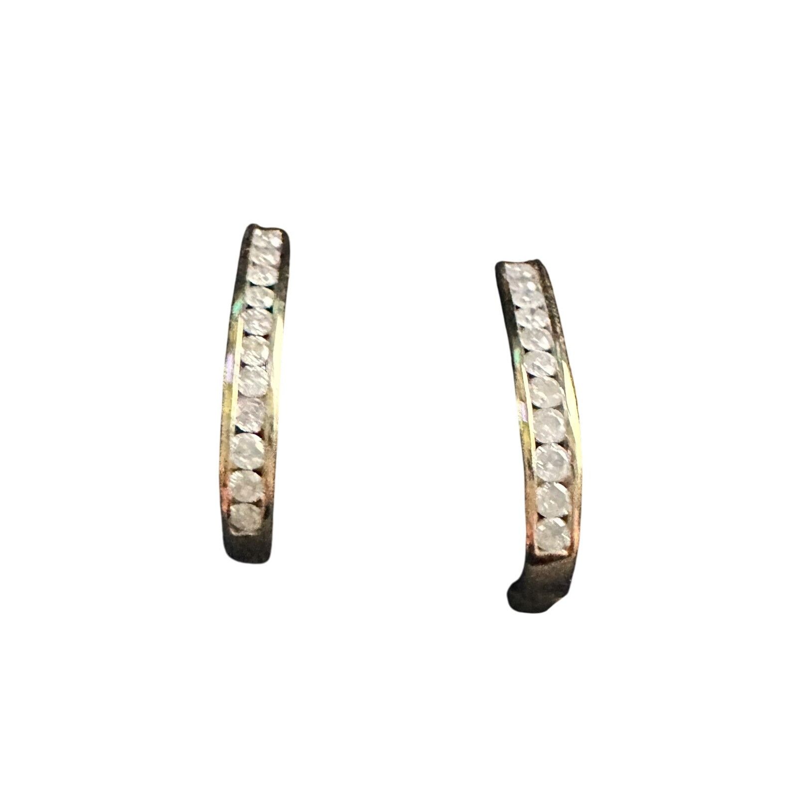 Other 1.00 Carat Natural Diamond Hoop Earrings Gold Plate Sterling Size ONE SIZE - 1 Thumbnail
