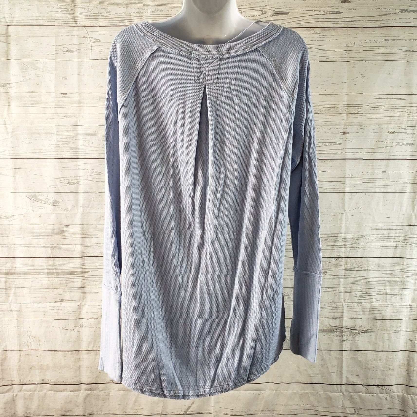 Vintage We The Free Womens T-Shirt Long Sleeve Blue Waffle Knit Slit Size M Size M / US 6-8 / IT 42-44 - 5 Thumbnail