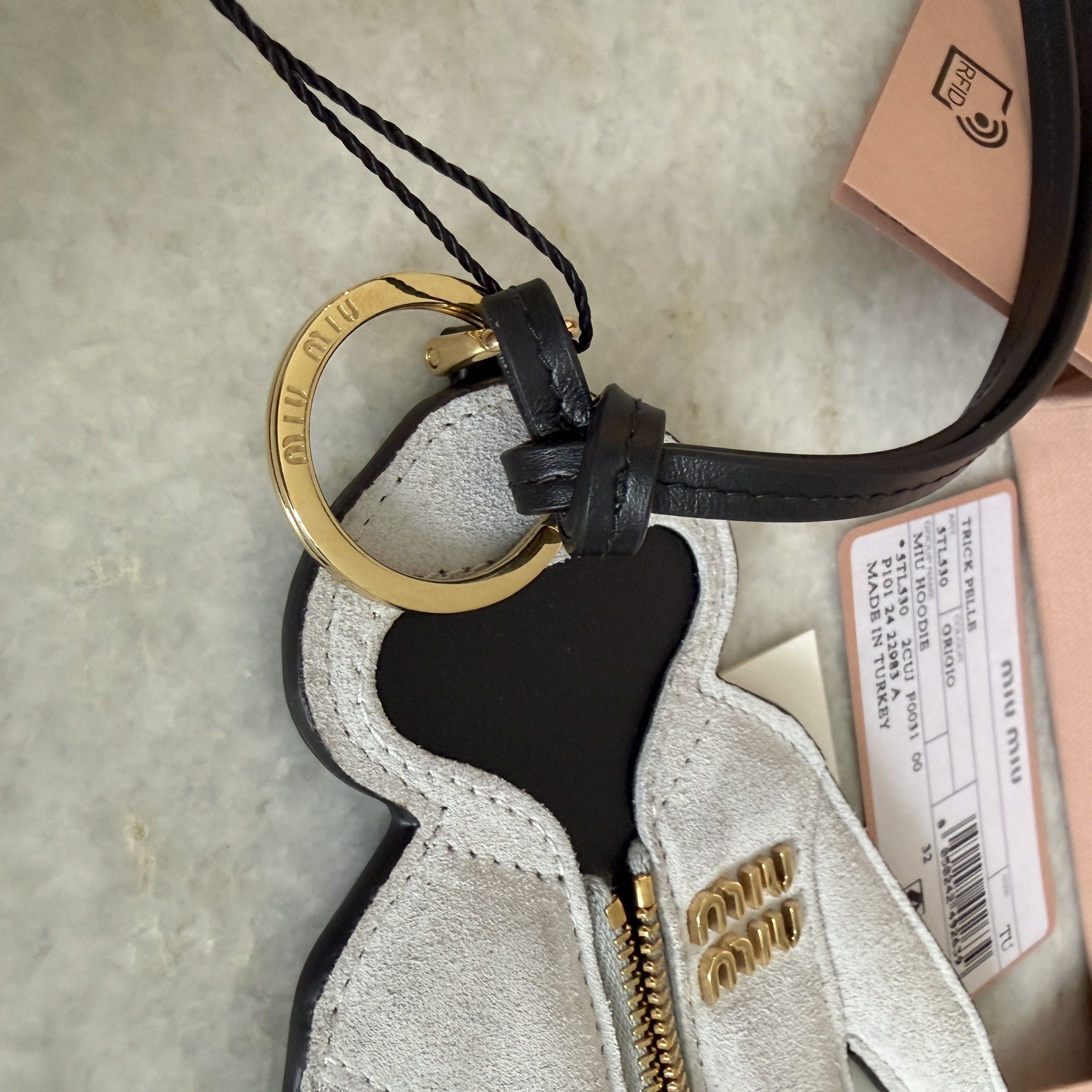 Miu Miu Miu Miu Trick 5TL530 Gray Leather MIU HOODIE Charm Keychain Size ONE SIZE - 6 Thumbnail