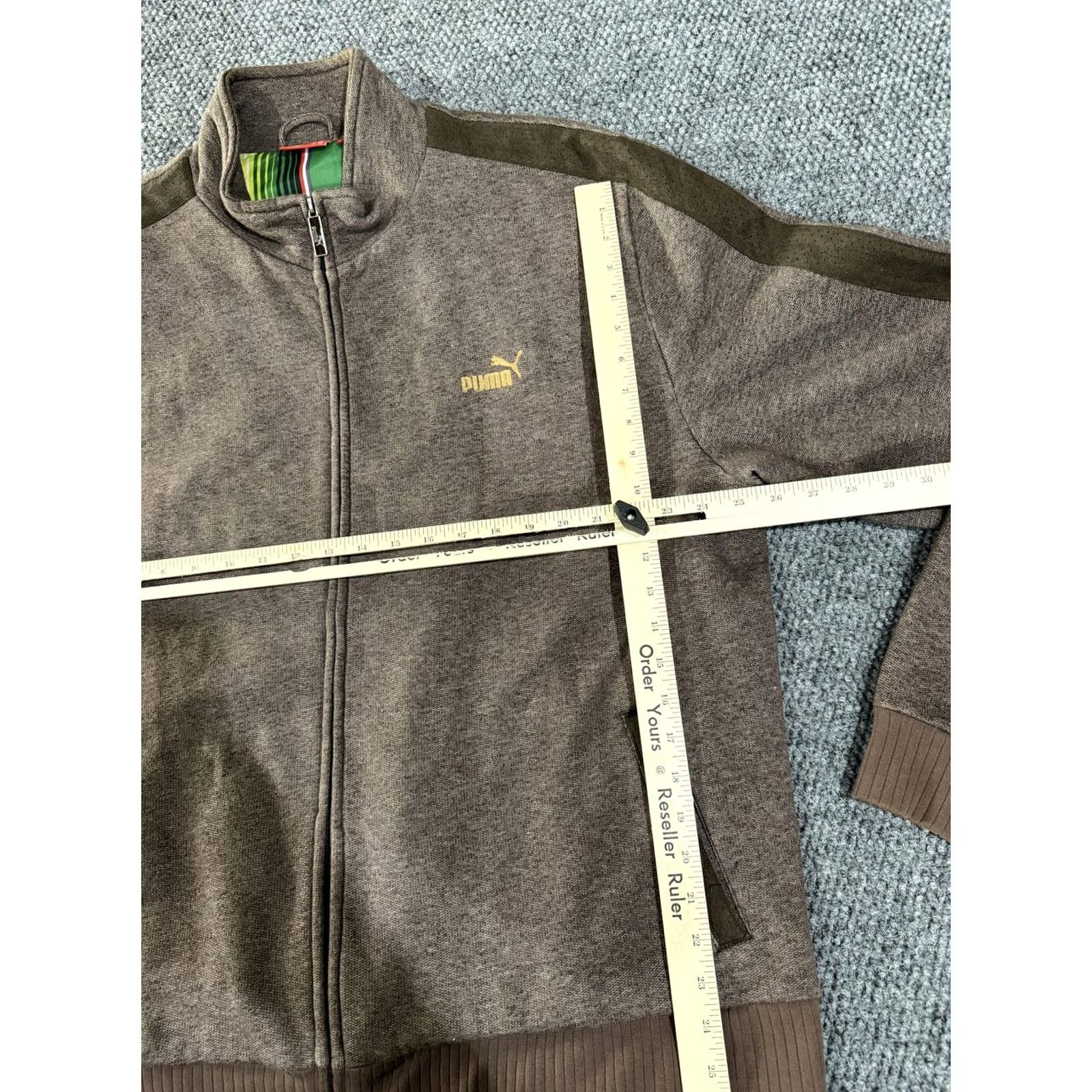 Puma PUMA Jacket Mens 2XL Brown Full Zip Striped Lining Sportswear Athletic Track Jacket with Pockets Casual Run Gym Size US XXL / EU 58 / 5 - 3 Thumbnail