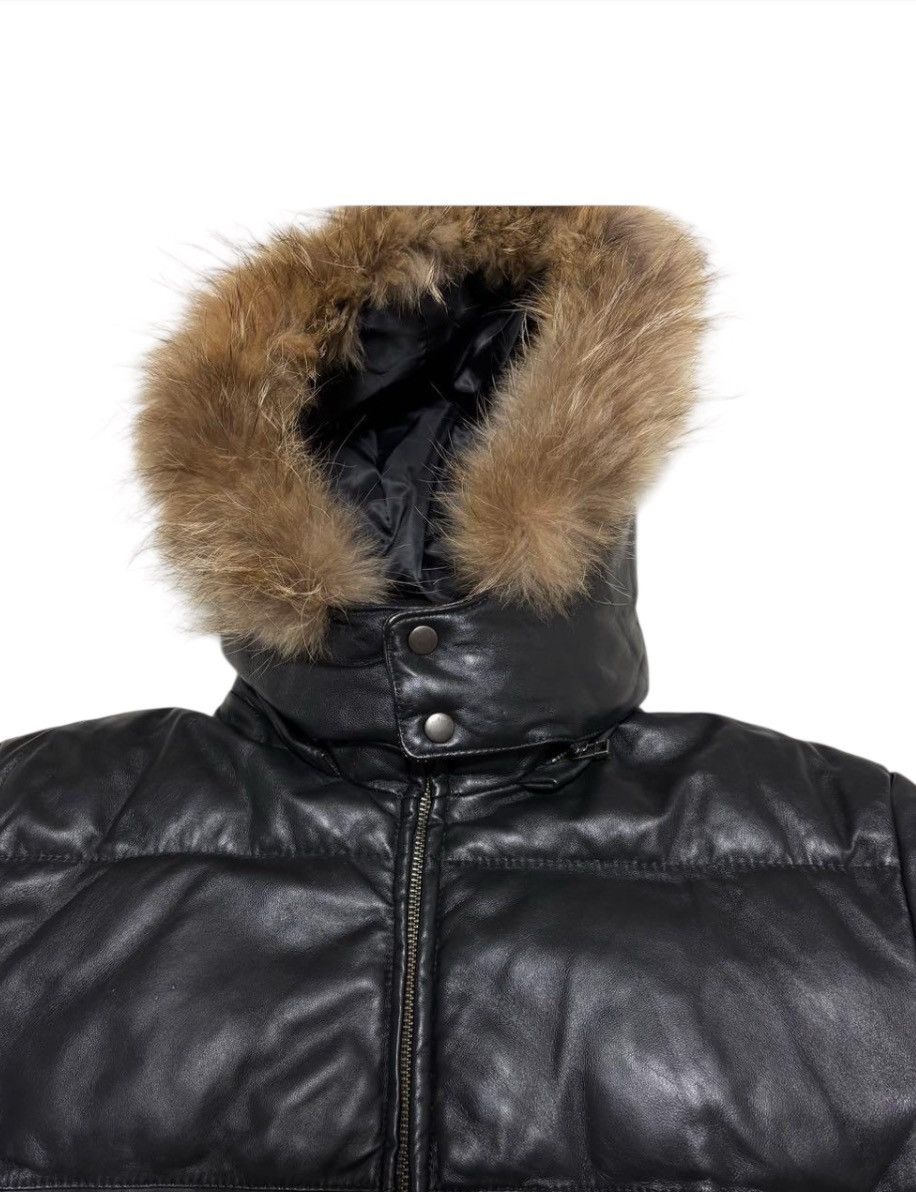 Other MOD Mens Sheepskin Leather Down Jacket With Fur Hood - Black Size US L / EU 52-54 / 3 - 3 Thumbnail