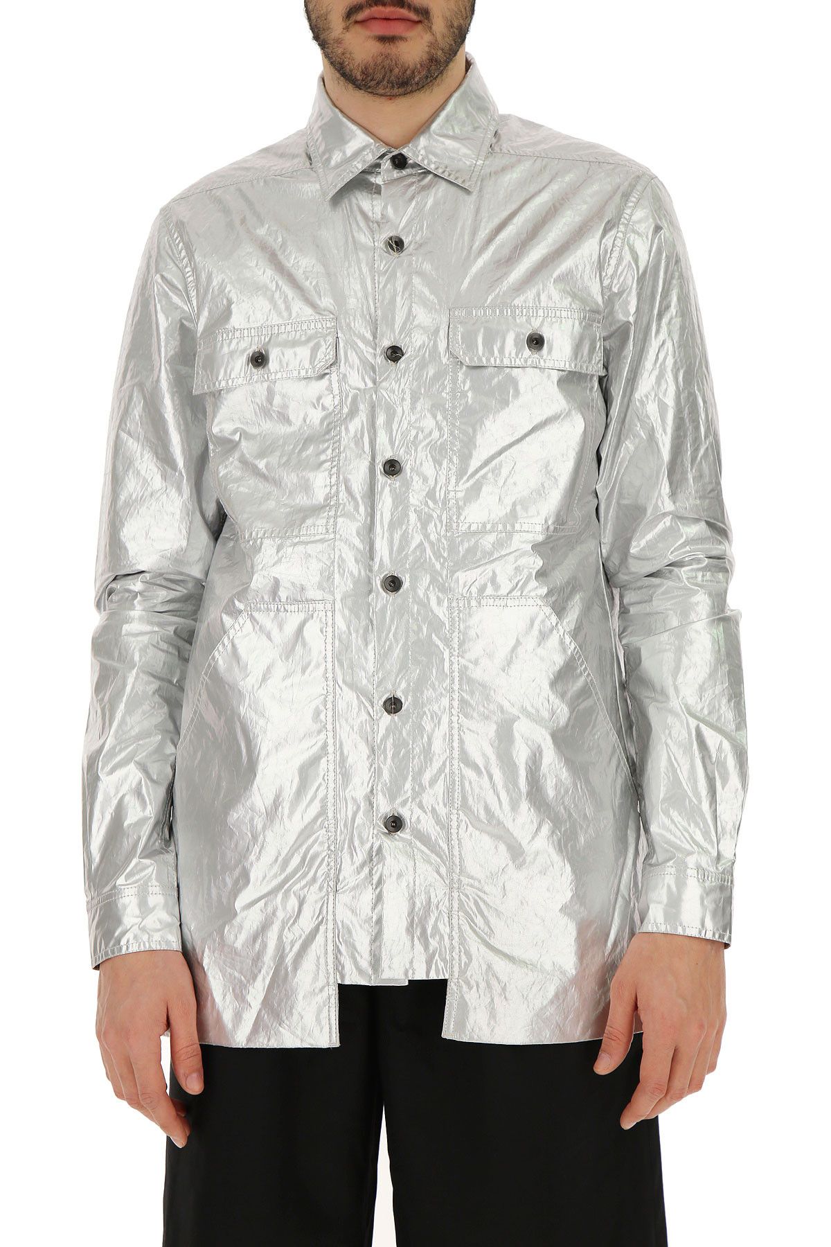 Rick Owens × Rick Owens Drkshdw 🔥75% OFF🔥 [SALE] Rick Owens Silver Cargo Pocket Overshirt Size US S / EU 44-46 / 1 - 1 Thumbnail