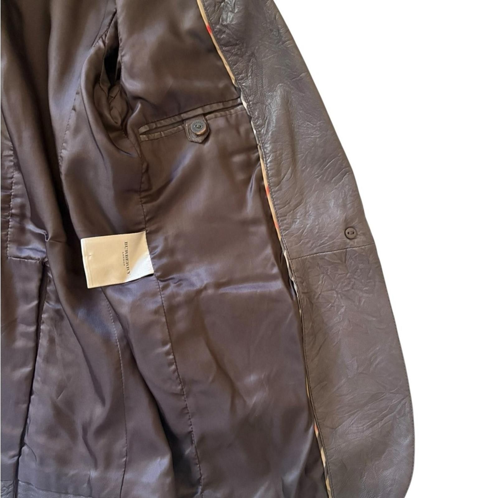 Burberry Burberry London Made in Italy Brown Leather Blazer Size 8 Size M / US 6-8 / IT 42-44 - 8 Thumbnail
