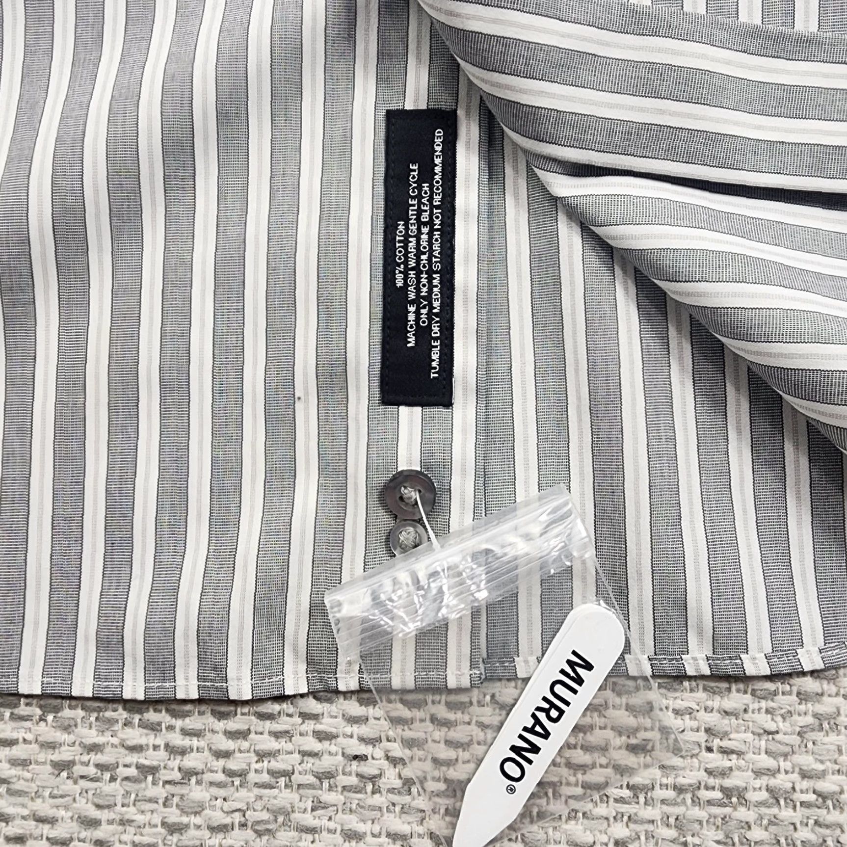 Murano Murano Shirt Mens 17.5 34 Slim Dress Non Iron Striped Button Up Size 48R - 4 Thumbnail
