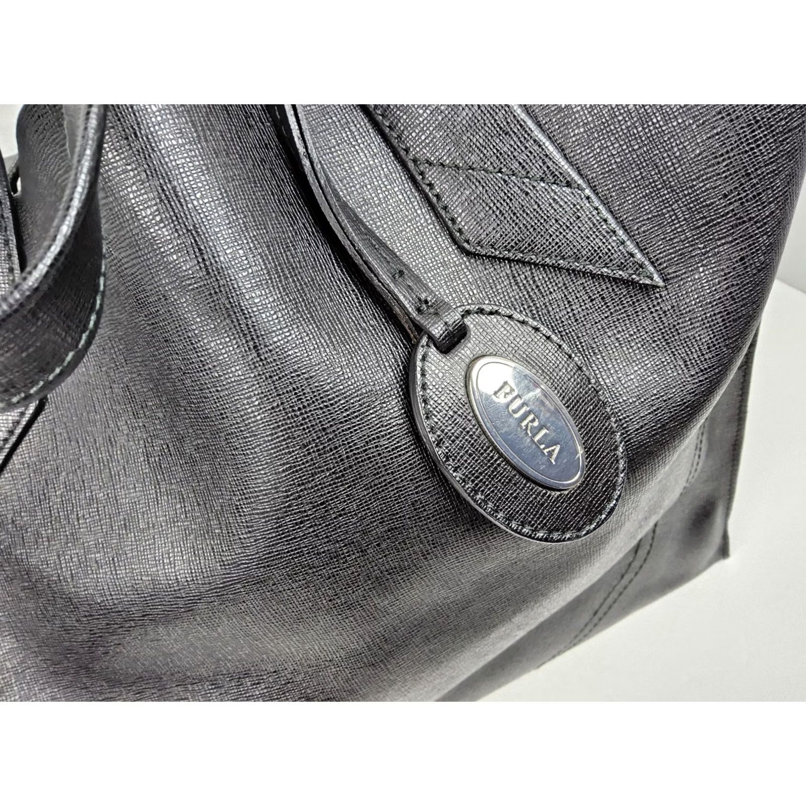 Furla Furla Satchel Leather Handbag Tote Purse With Dustbag Black Double Handles Women Size ONE SIZE - 5 Thumbnail