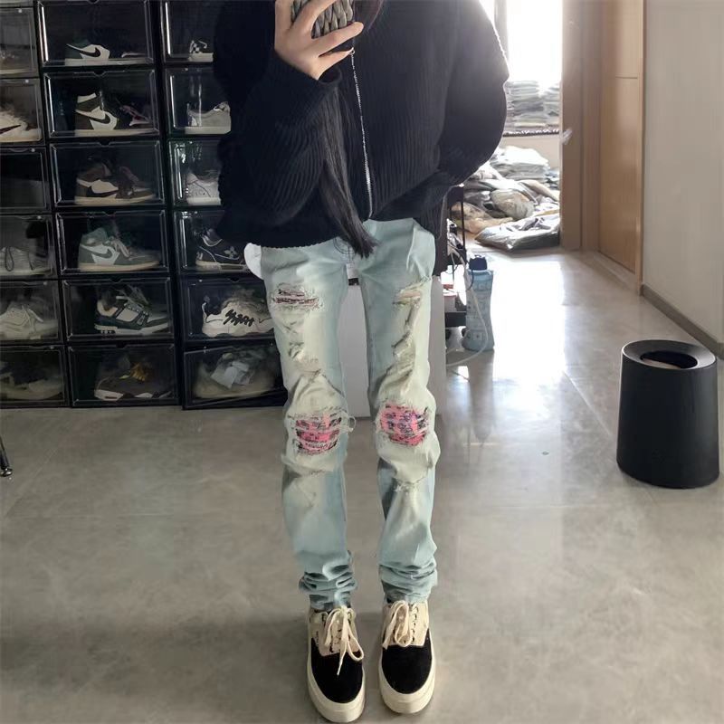 Japanese Brand × Jean High street ripped coloured patch distressed washed jeans Size US 32 / EU 48 - 2 Thumbnail